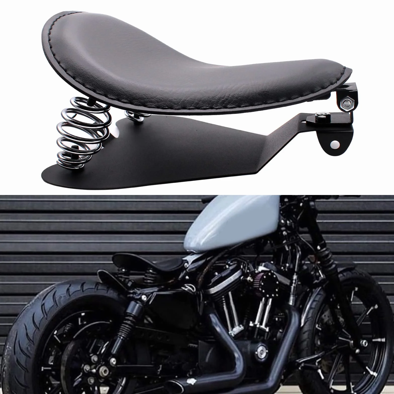 Czarny Motocykl Siedzisko Bobber, Motocykl Solo Seat z płytą podstawową sprężynową dla Sportster XL883 1200 48 Chopper Custom