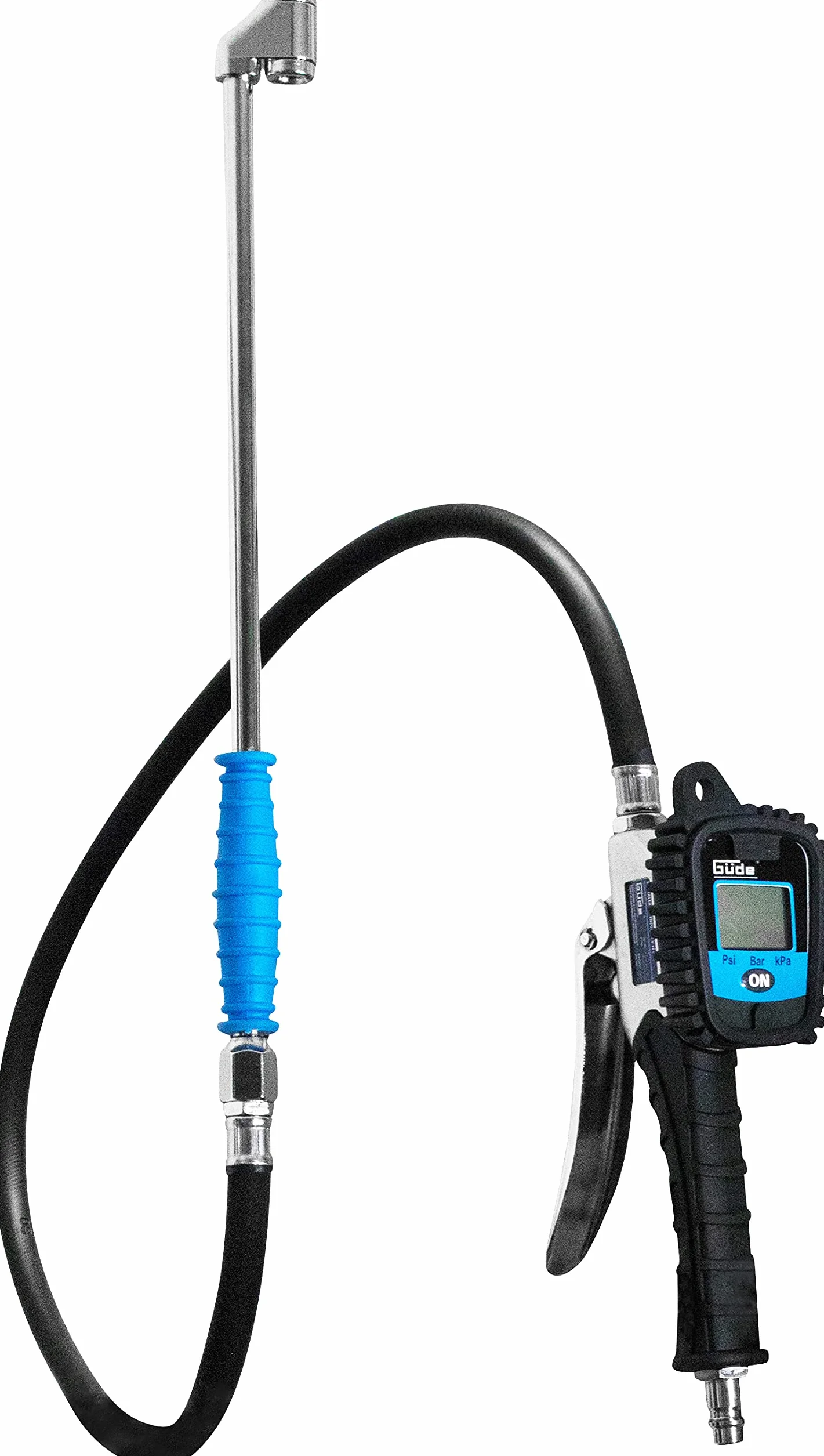 Güde V12 PRO cyfrowy pistolet do pompowania opon (wielofunkcyjny wyświetlacz, ciśnienie robocze 0-12 bar, precyzyjny zawór spustowy powietrza, kalibracja, wtyczka zaworu Michelin, do pomiarów i