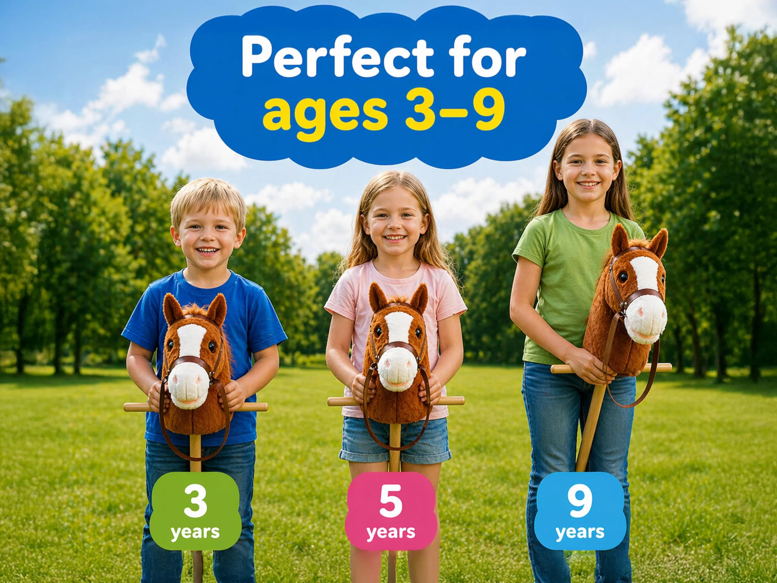 Hobby Horse - Koń na Kiju z Efektami Ryczenia, Głowa Konia A4 z Ogłowiem, Lekka i Ergonomiczna konstrukcja, Zabawa dla dzieci 3+ na świeżym powietrzu