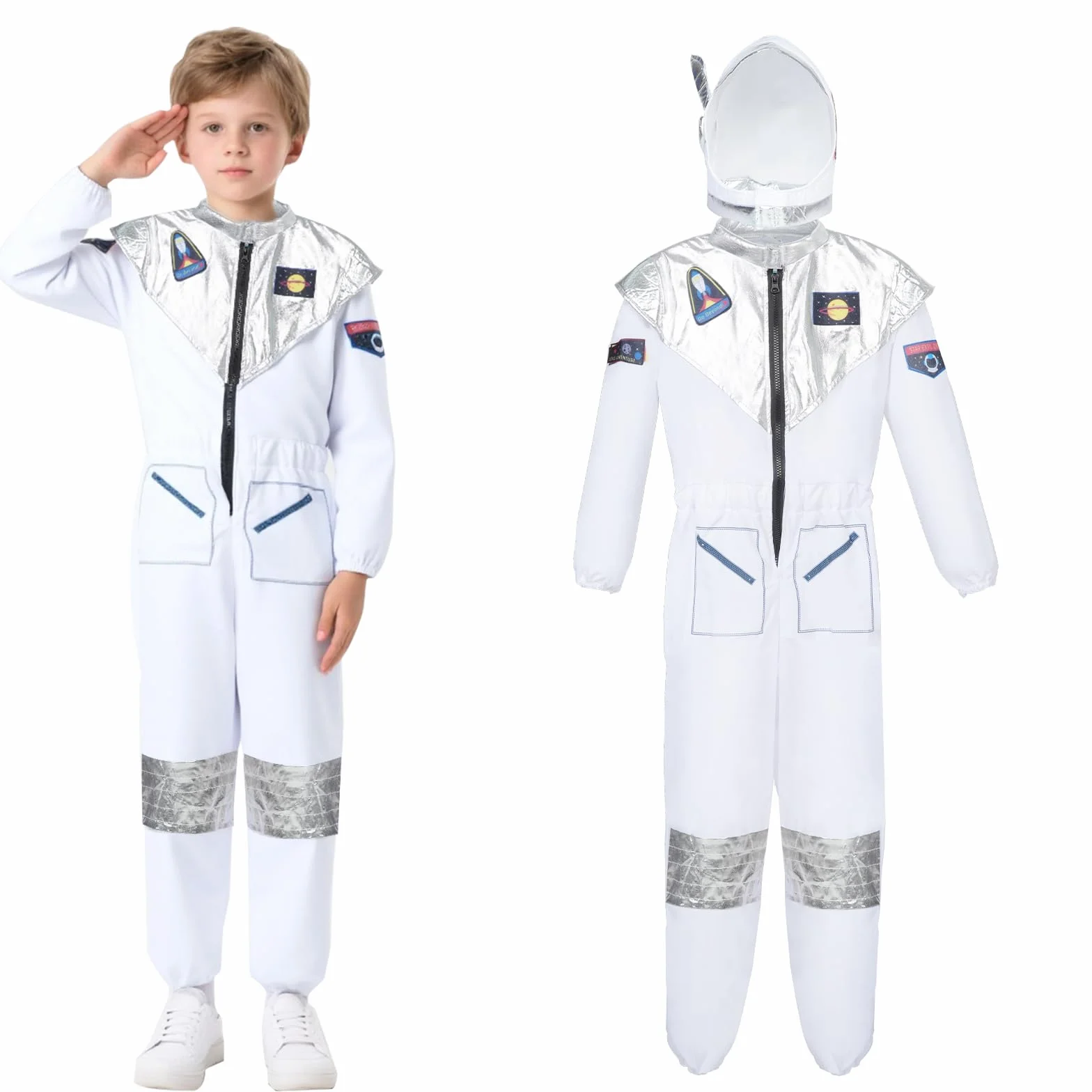 Kostium astronauty dla dzieci z astronautą, fantazyjny kostium kosmiczny, kosmiczny kostium astronauty z astronautą, kask na Halloween, cosplay, karnawał