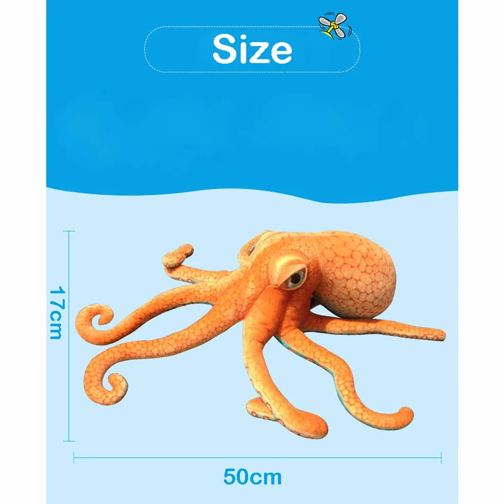 YunNasi przytulanka Krake Kreatywna pluszowa zabawka Oktopus Poduszka Naturalnie ukształtowana, Świetnie jako zabawka i prezent dla dzieci (50cm)