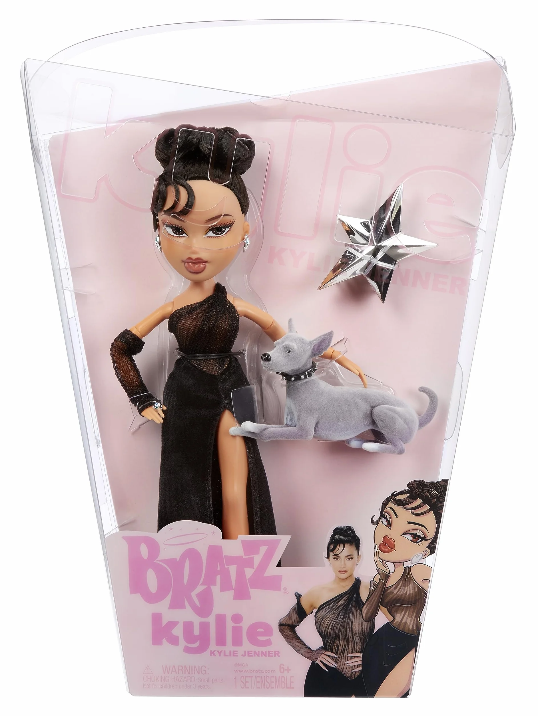 Bratz x Kylie Jenner - Lalka Night Fashion - Kolekcjonerska Lalka z Suknią Wieczorową, Pieskiem i Plakatem - Dla Dzieci i Kolekcjonerów w Wieku 6+