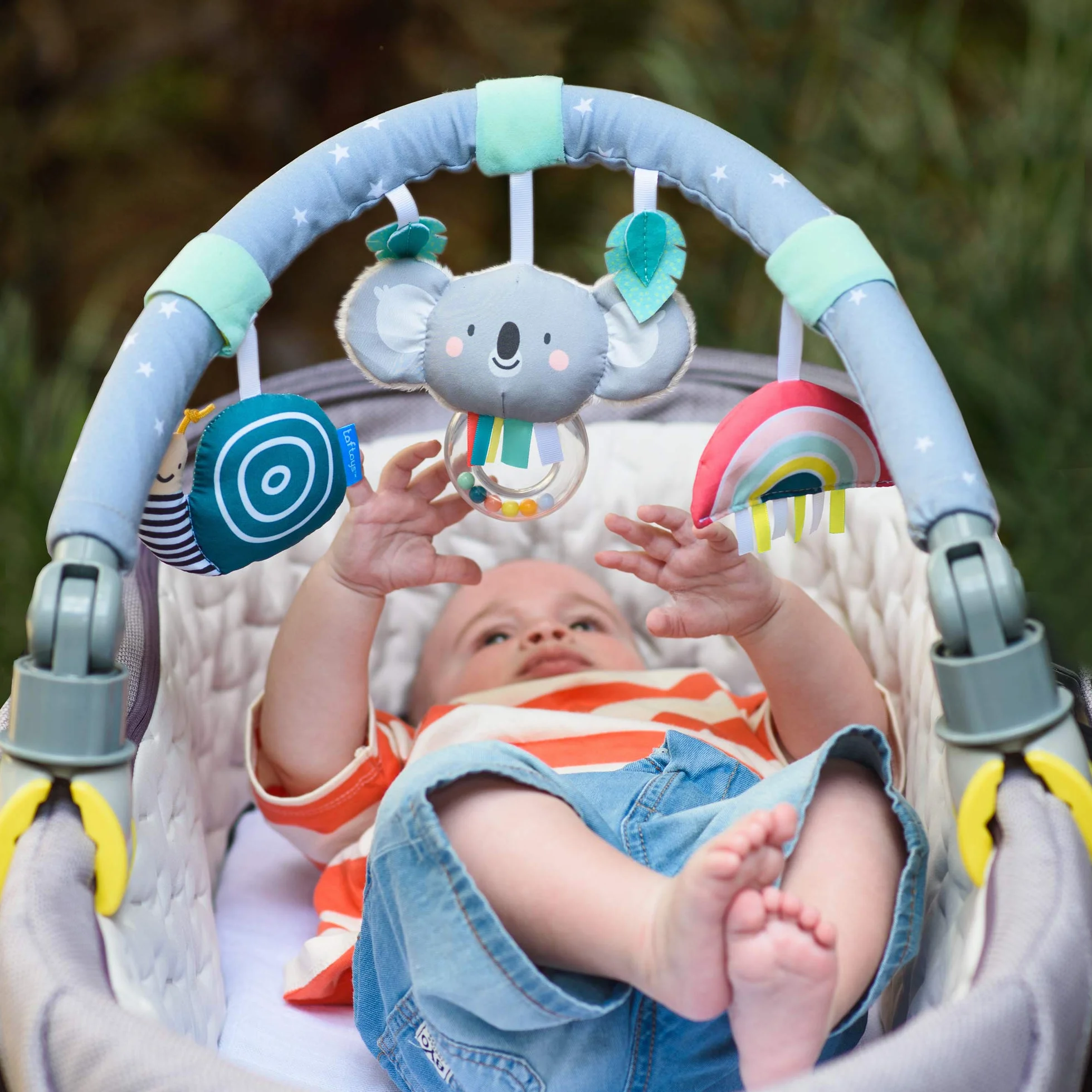 Taf Toys Koala Daydream Pram, Stroller & Car Seat Arch. Ideal for Infants & Toddlers, Activity Arch with Fascinating Toys, Stimulates Baby’s Senses & Motor Skills Development, for Easier Outdoors