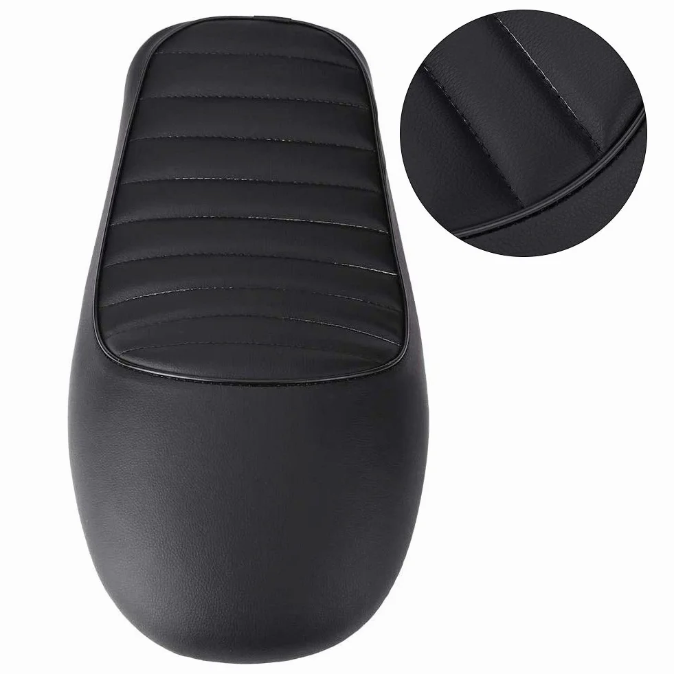 Uniwersalne skórzane siedzenie motocyklowe, modyfikacja siodełka motocyklowego PU Leather Vintage Racer Flat Seat Cushion (D)