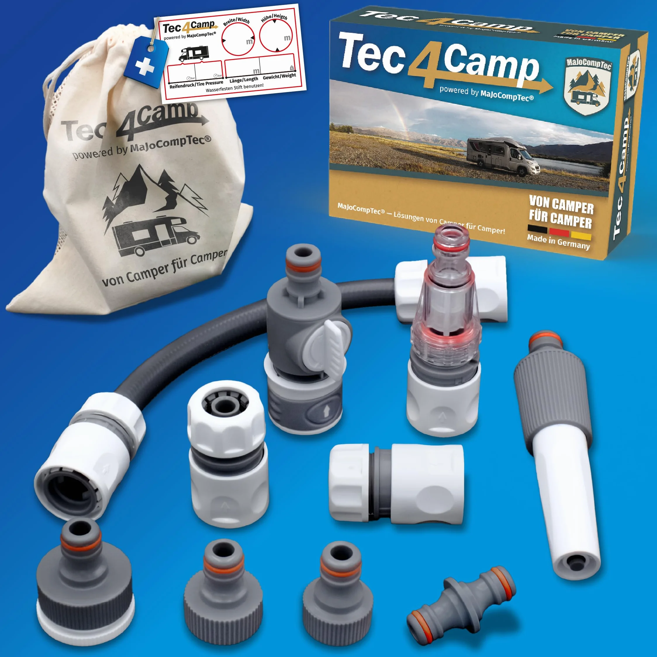 MaJoCompTec® CONNECT-30 zestaw do zbiornika na wodę i paliwo do przyczep kempingowych, akcesoria (zestaw przyłączeniowy z filtrem)