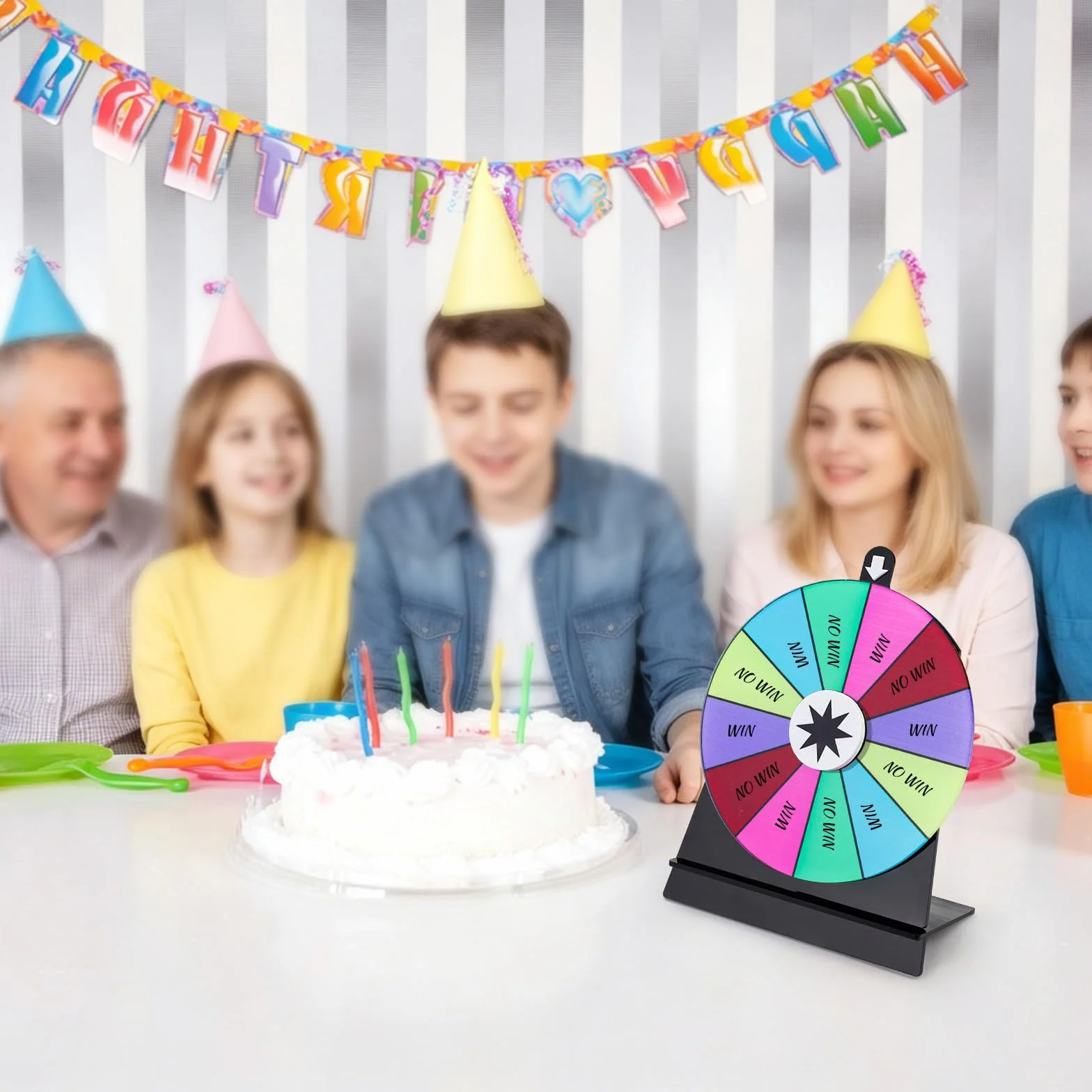 Koło obrotowe 15 cm, kolorowe koło do ruletki ze stojakiem Fortune Spin Game na imprezę, targi, karnawał, 12 przegródek