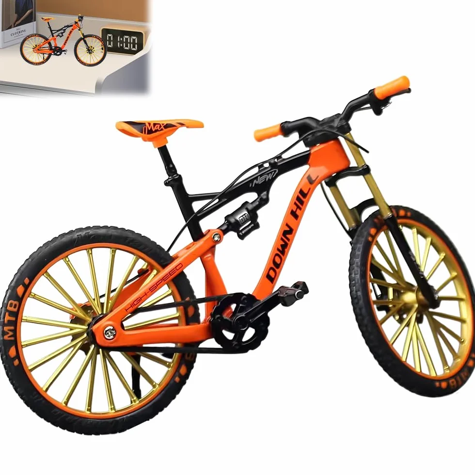 Model roweru na palec, model roweru górskiego 1:10, zabawka, mini model roweru, model roweru, dekoracja do salonu, dekoracja stołu, biura, dla miłośników jazdy na rowerze (pomarańczowy)