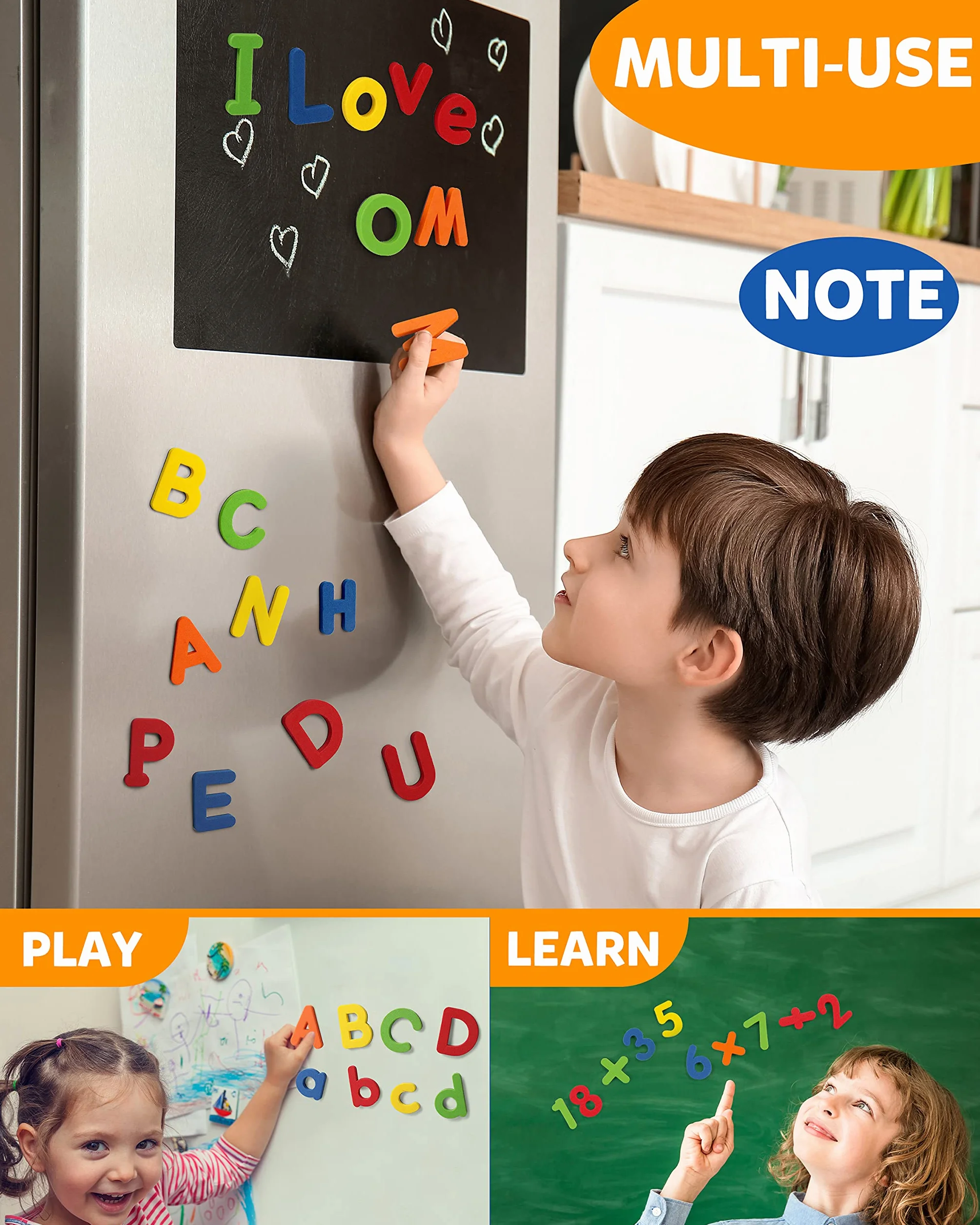 Coogam EVA Magnetyczne litery Liczby 78 sztuk Alfabet ABC 123 Magnesy na lodówkę Kolorowy zestaw zabawek edukacyjnych, przedszkolna nauka pisowni Wielkie litery Małe na 3 4 5 lat Dziecko