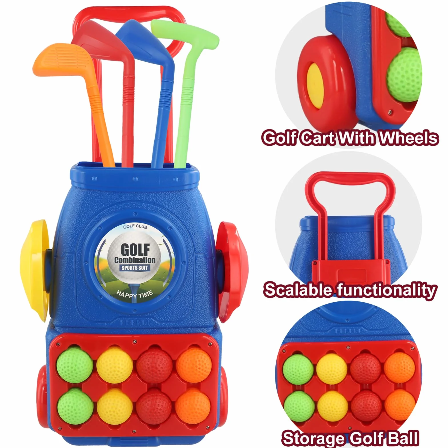 Zestaw zabawek golfowych dla dzieci, walizka golfowa, 4 kije golfowe, 8 piłek, gry na zewnątrz dla dzieci, zestaw zabawek golfowych dla dzieci, zabawki golfowe dla chłopców, dziewcząt
