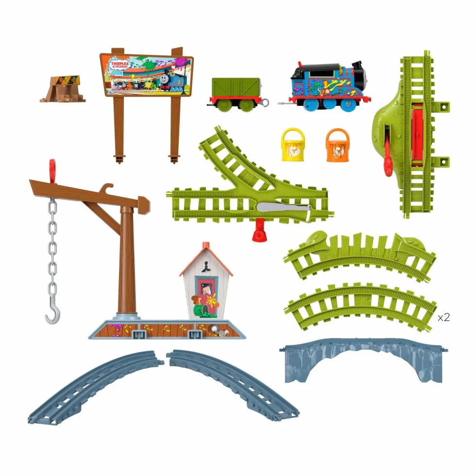 Thomas & Friends Dostawa farby Zestaw w lokomotywą z napędem na baterie i Nieznośnym wagonem, dla dzieci od 3 roku życia, HTN34