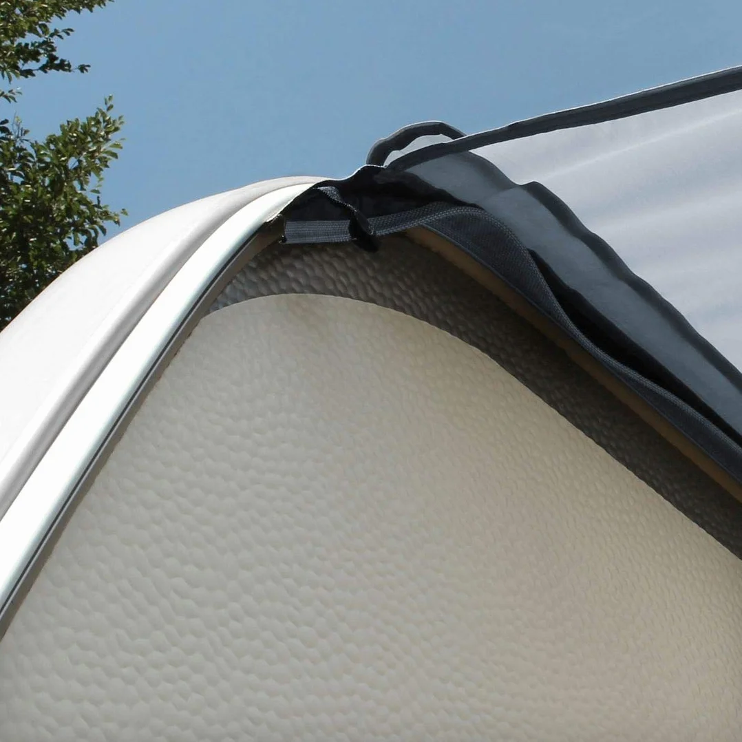 yourGEAR żagle przeciwsłoneczne do przyczep kempingowych, 4 x 2,4 m, dach ochrony UV 50+, wodoszczelny, 5000 mm, drążki do ustawiania