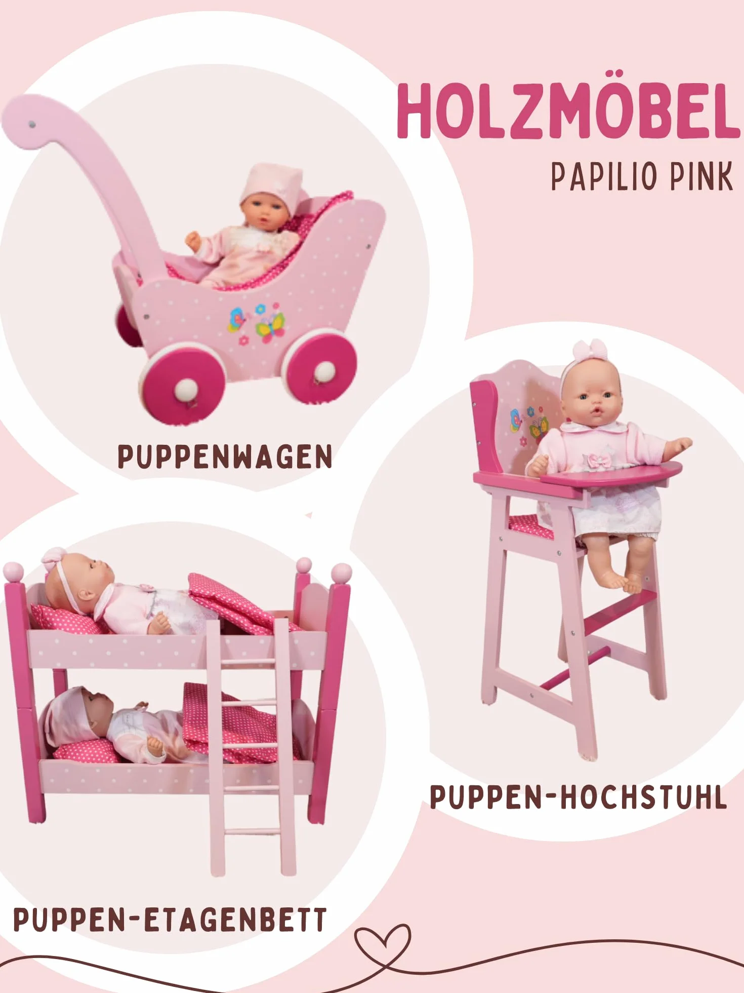 Bayer Chic 2000 501 90 krzesełko dla lalek, różowe Papilio