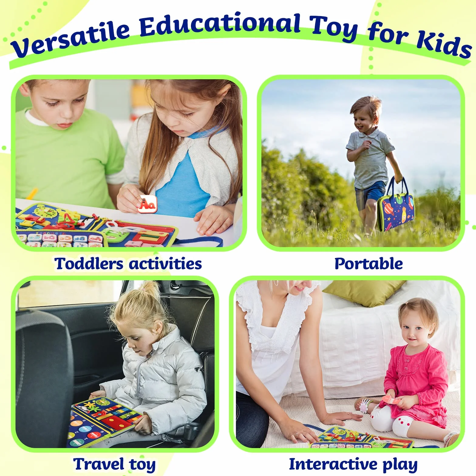 TenFans Space World Busy Board dla dzieci, zabawka Montessori, 3, 4, 5 lat, gra edukacyjna do nauki umiejętności motorycznych, zabawki dla niemowląt, zabawki podróżne do podróży samolotem, samochód