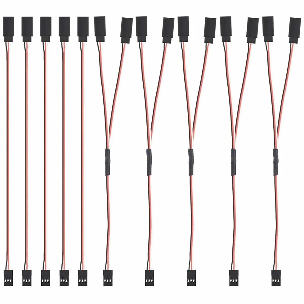 MMOBIEL 10X 5 3-pinowy RC Servo Emermeble / 5 Servo Y Kabel dla serwotorek Połączenia Kontrolującego Drony RC, samochód, robot itp.