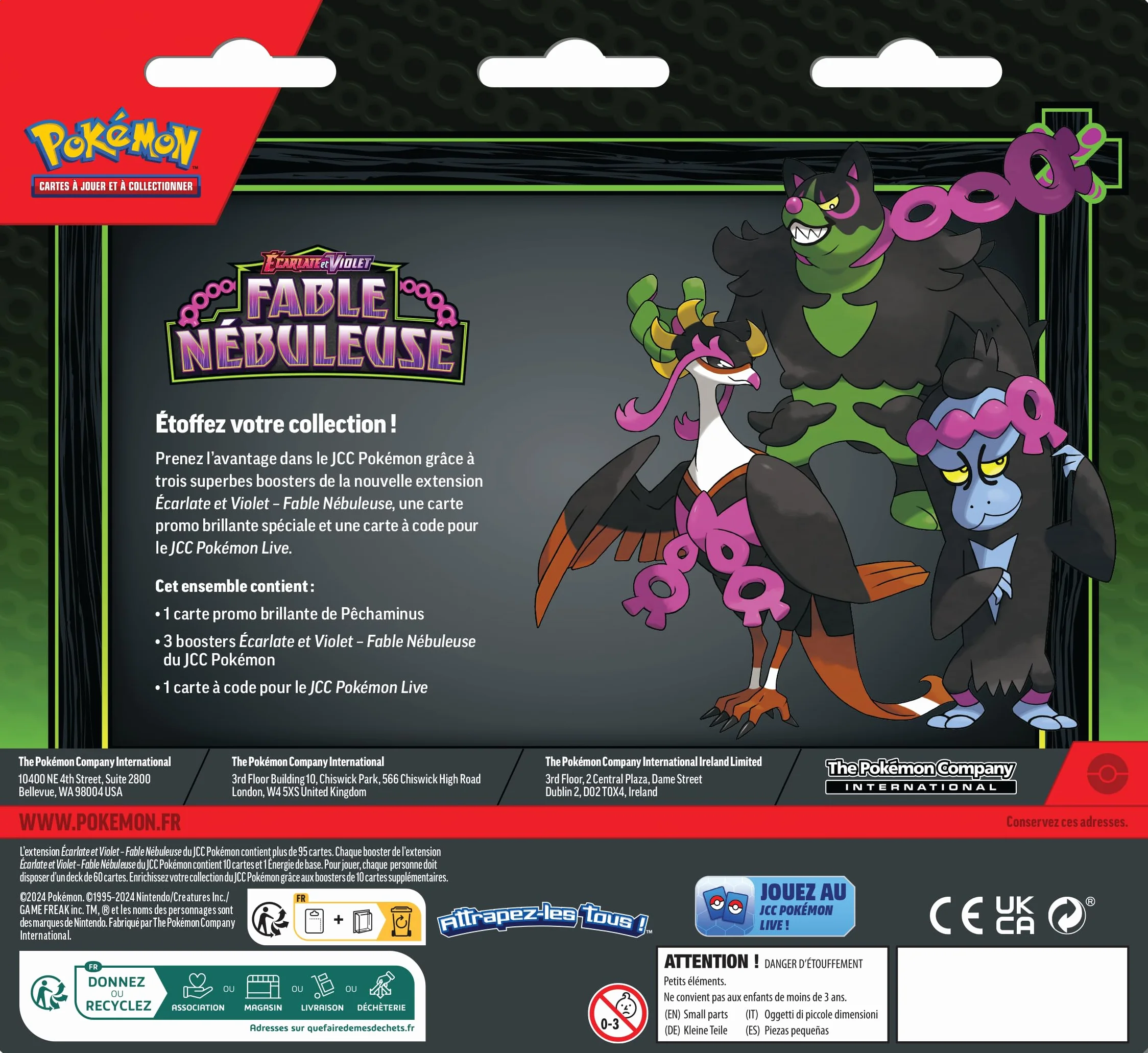 Pokémon: Blister 3 wzmacniaczy Scarlet and Violet Pêchaminus - Mgławica Bajka Pokémon TCG (3 boostery i 1 błyszcząca karta promocyjna)