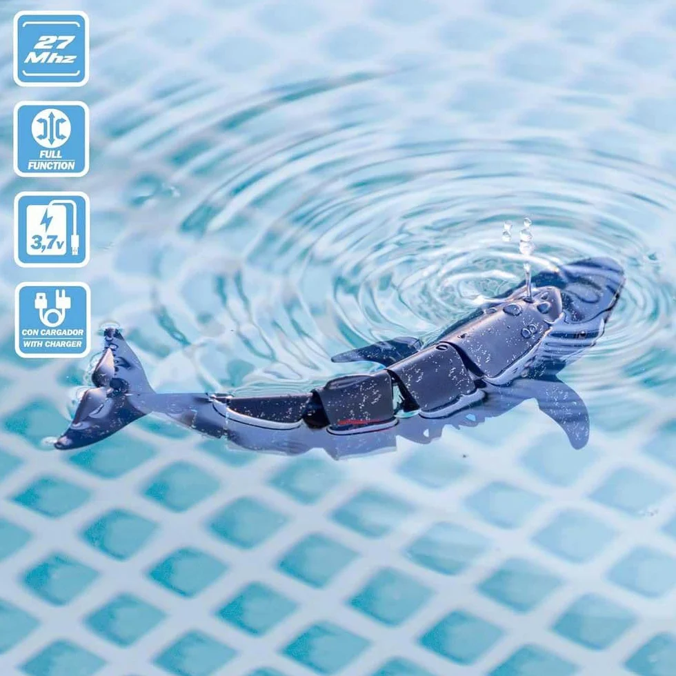 ColorBaby 47671 Racing Boat wieloryb pilot zdalnego sterowania, 20x9x3,5 cm, pilot zdalnego sterowania, 6 kierunków, częstotliwość 27 Mhz, zasięg 5-6 m, zabawki radiowe, realistyczne zwierzęta
