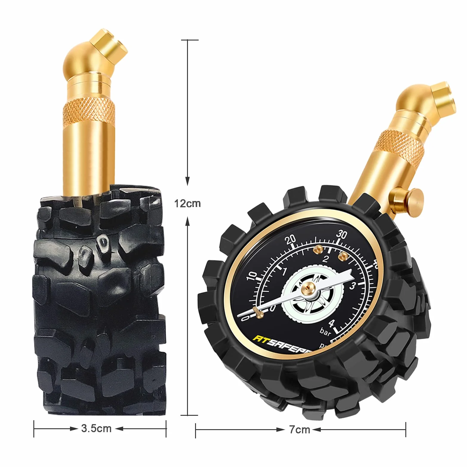 ATsafepro miernik ciśnienia w oponach dokładny samochód 60psi 4bar z dużą 2 "świecącą twarz profesjonalny mechaniczny miernik ciśnienia w oponach Bourdon do motocykla samochód ATV SUV