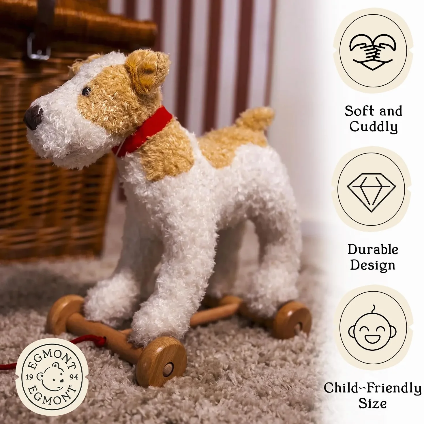 Egmont Toys Eliot Dog Wood Drag & Pluszowa Gra Dla Dziewcząt Od 12 Miesięcy, Wielokolorowy (591022)
