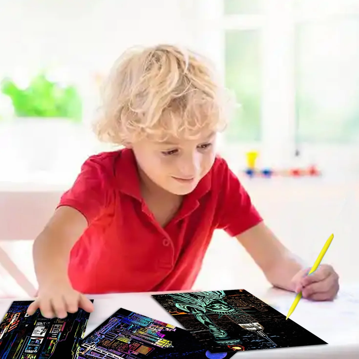 Georgie Porgy Zestaw obrazków do zdrapywania dla dzieci i dorosłych, Magic Rainbow Scratch Art, papier do zdrapywania na Boże Narodzenie, prezent urodzinowy z zestawem narzędzi do zdrapywania (A5