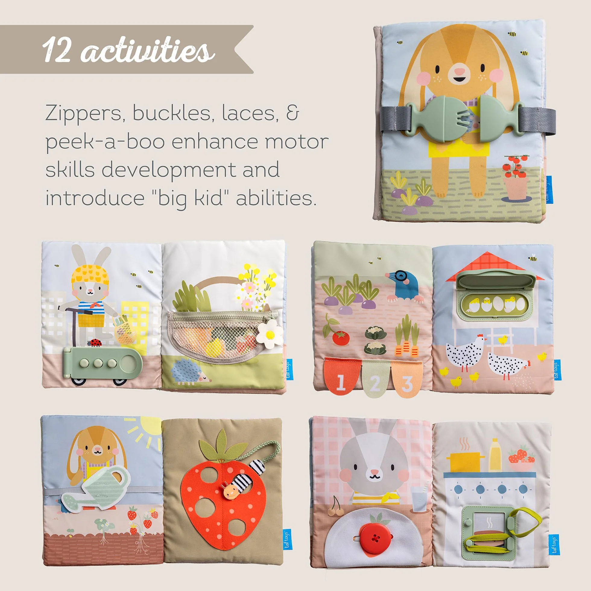 Taf Toys Montessori Zabawki dla dzieci w wieku 1-2-, 3 lat, zajęcia edukacyjne dla małych dzieci, z 12 sensorycznymi aktywnościami dla maluchów dla chłopców i dziewcząt