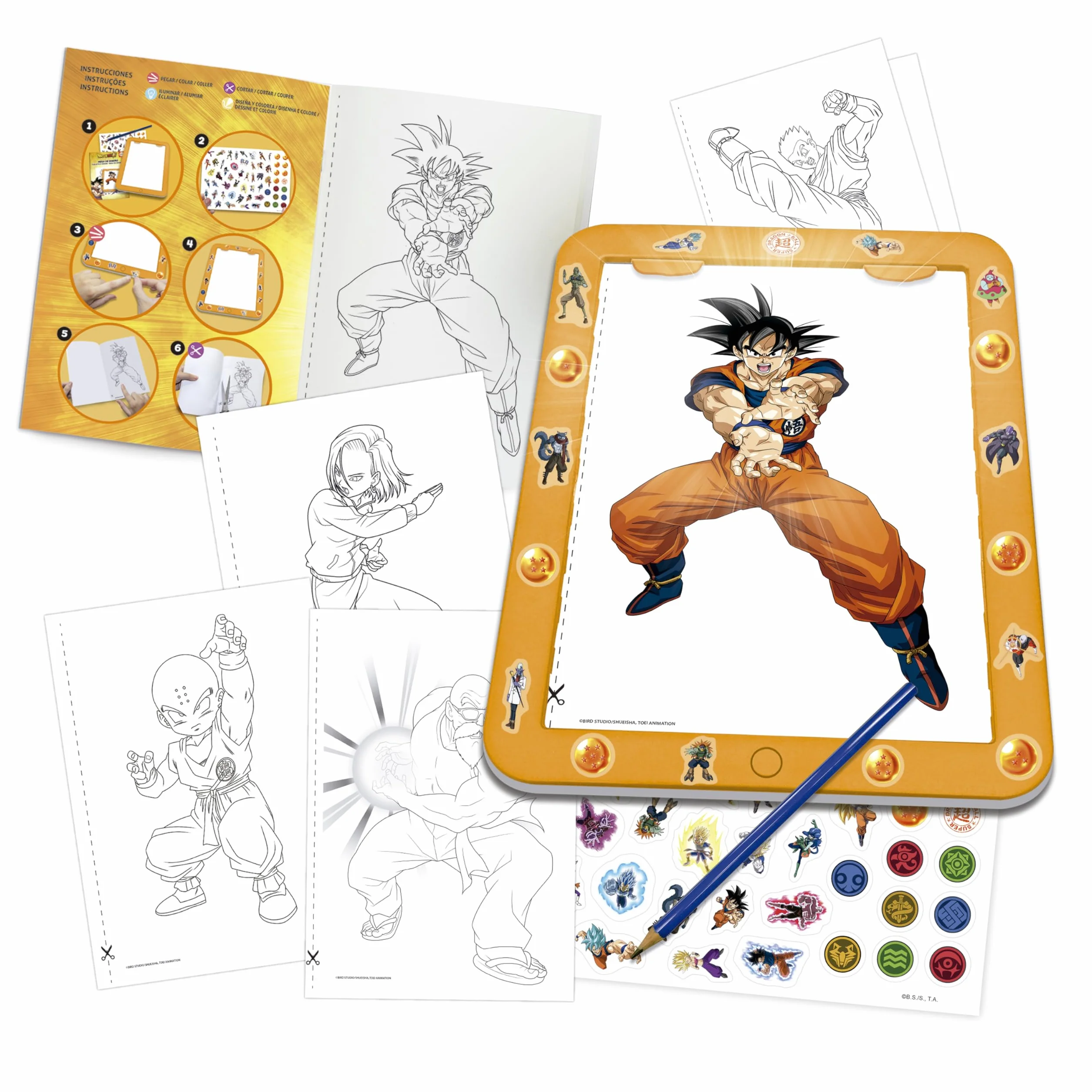Educa - Dragonball designerski stół z nową świecącą tablicą rysunkową. Z ponad 25 różnymi modelami do rysowania tak często, jak chcesz. Od 5 lat (20439)