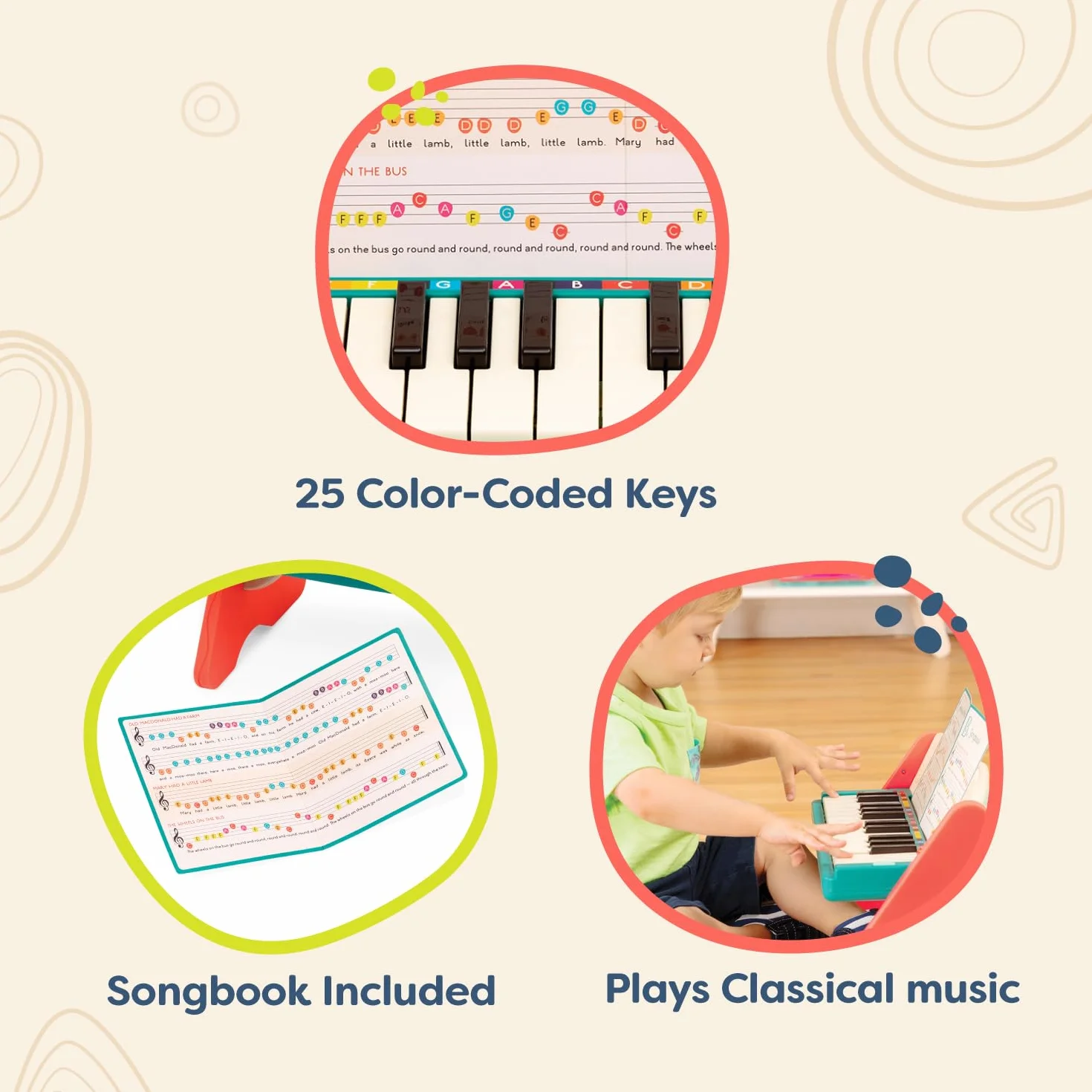 B. toys by Battat BX1819Z Drewniane pianino Mini Maestro - Od 3 lat