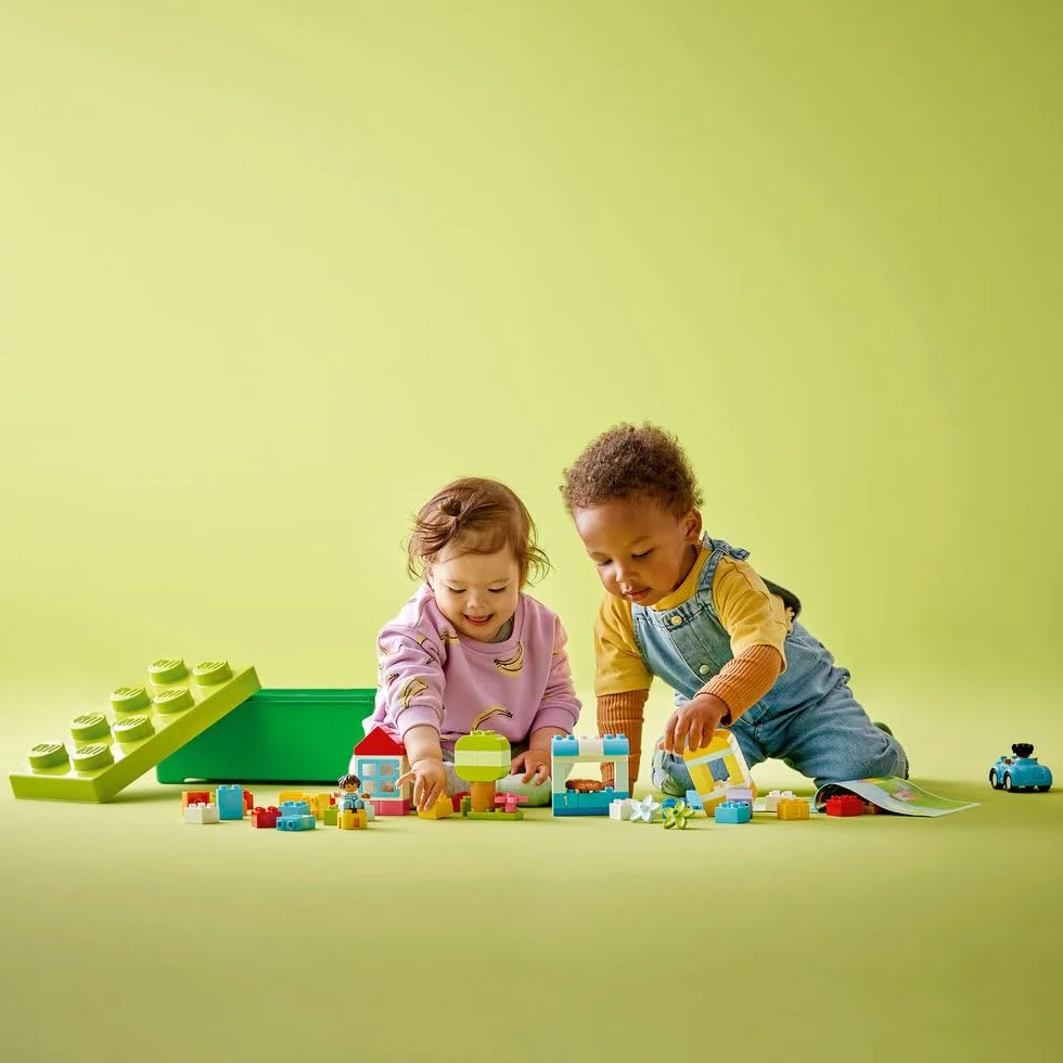 LEGO DUPLO Brick Box - Educational Stacking Toys for 1+ Year Old Boys & Girls - incl. Colourful Number Bricks, a Car & 2 Figures, plus Toy Storage - 10913