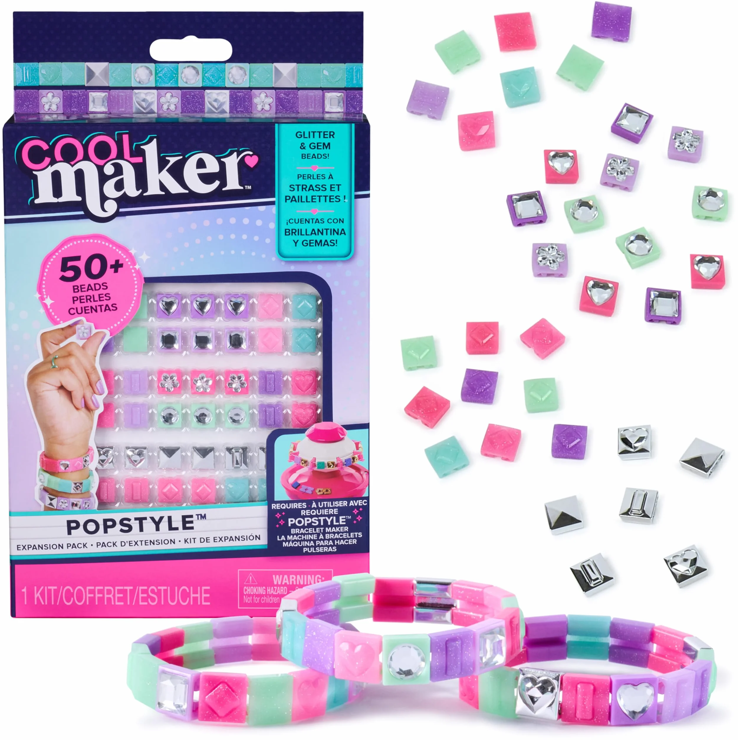 COOL MAKER - POPOKRYCIE STYLOWE PACK STRASS I PALLETTES - Przedłużenie do maszyny - Bransoletka przyjaźni - Prosta obsługa - Prosty trend - Zabawki dla dzieci 7 lat i + - zestawy do majsterkowania