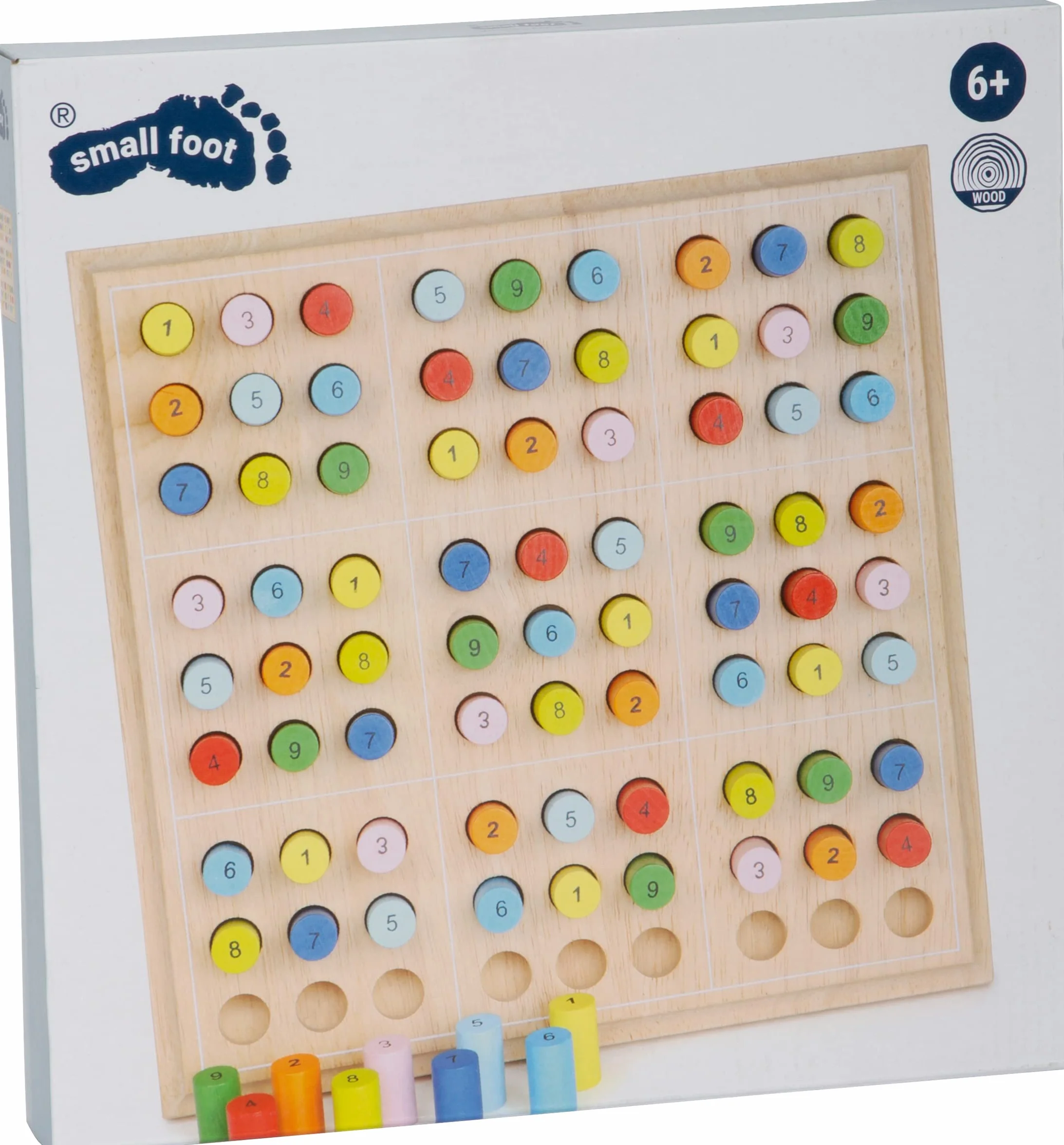 small foot 2019496 2489 Sudoku kolorowa dla dzieci z drewna, gra towarzyska od 6 lat, One Colour