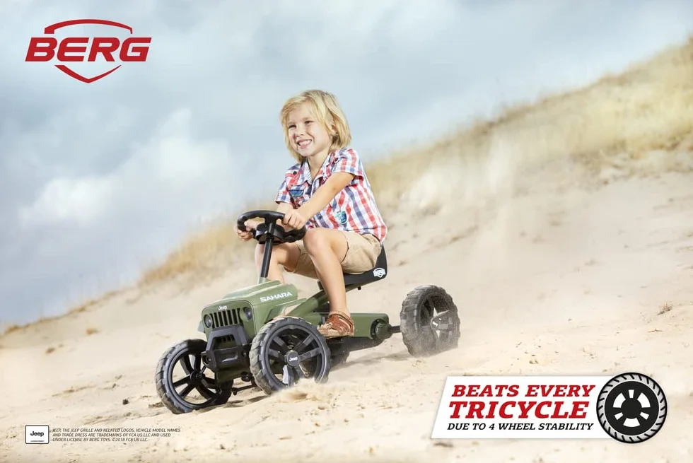 Berg Gokart z pedałem Buzzy Jeep Sahara | pojazd dziecięcy, z pedałem, bezpieczeństwo i stabilność, zabawka dla dzieci w wieku 2-5 lat