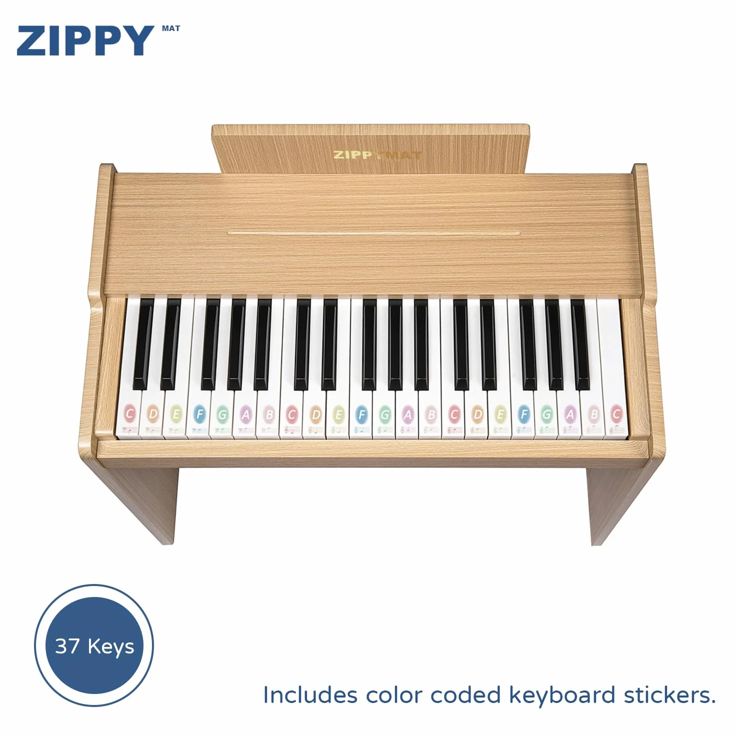 Klawiatura fortepianowa dla dzieci, 37 klawiszy, instrument do nauki muzyki, zabawka, drewniane fortepian, dla 3+ dziewcząt i chłopców (Dąb Basic)