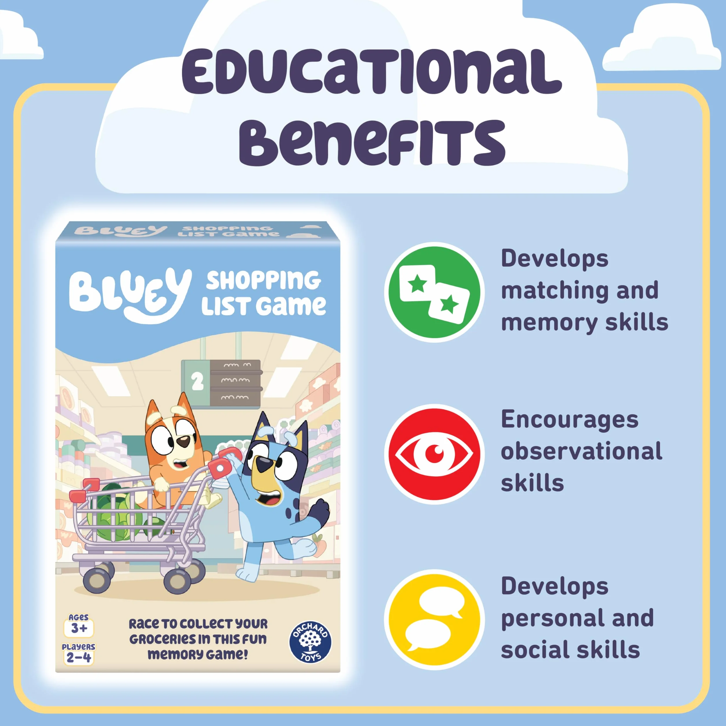 Orchard Toys Oficjalna gra Bluey z listą zakupów, gra pamięciowa i dopasowująca dla dzieci w wieku od 3 lat