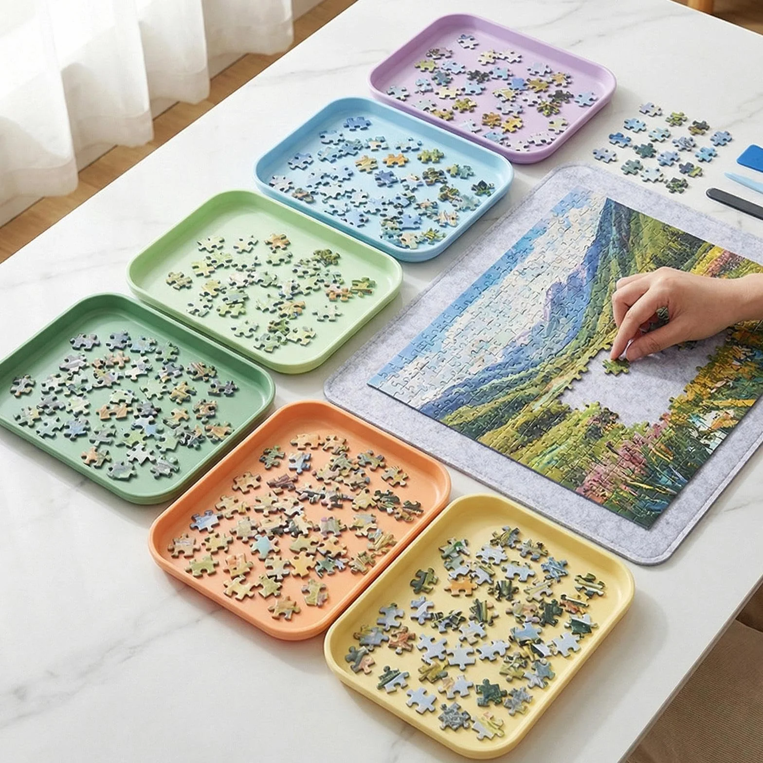 8 sztuk tacek do przechowywania puzzli, sortownik części puzzli, akcesoria do puzzli, do kategoryzowania elementów puzzli, przechowywania przedmiotów życiowych