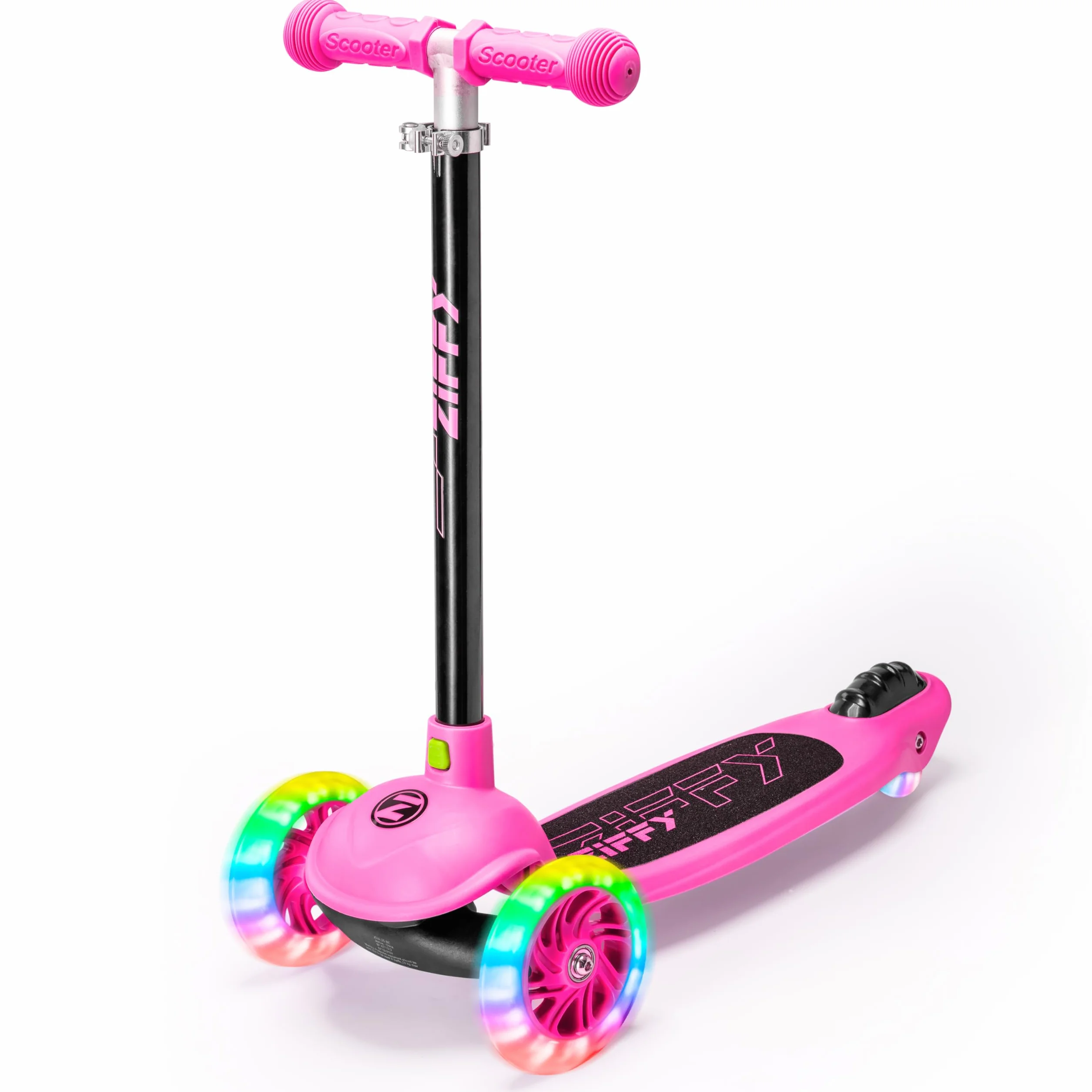 ZIFFY 3 Wheel Scooter for Kids 3-5, Toddler Kick Scooters with LED Light-Up Wheels for Boys and Girls, 5 Adjustable Height and Lean-to-Steer Design, Support up to 110 lbs, Red by JOVA
