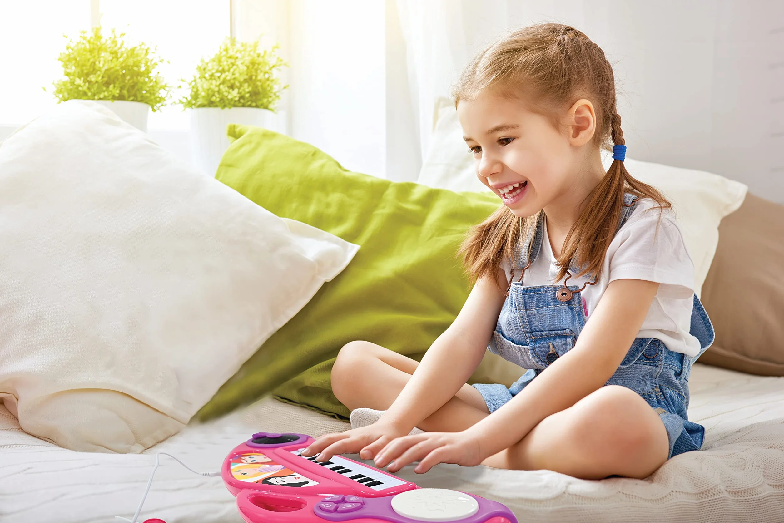 Lexibook, Disney Princess, Pianino elektroniczne dla dzieci z efektami świetlnymi, mikrofonem, perkusją, wbudowanym głośnikiem, utworami demo, odtwarzaczem DJ, różowy/fioletowy, K704DP