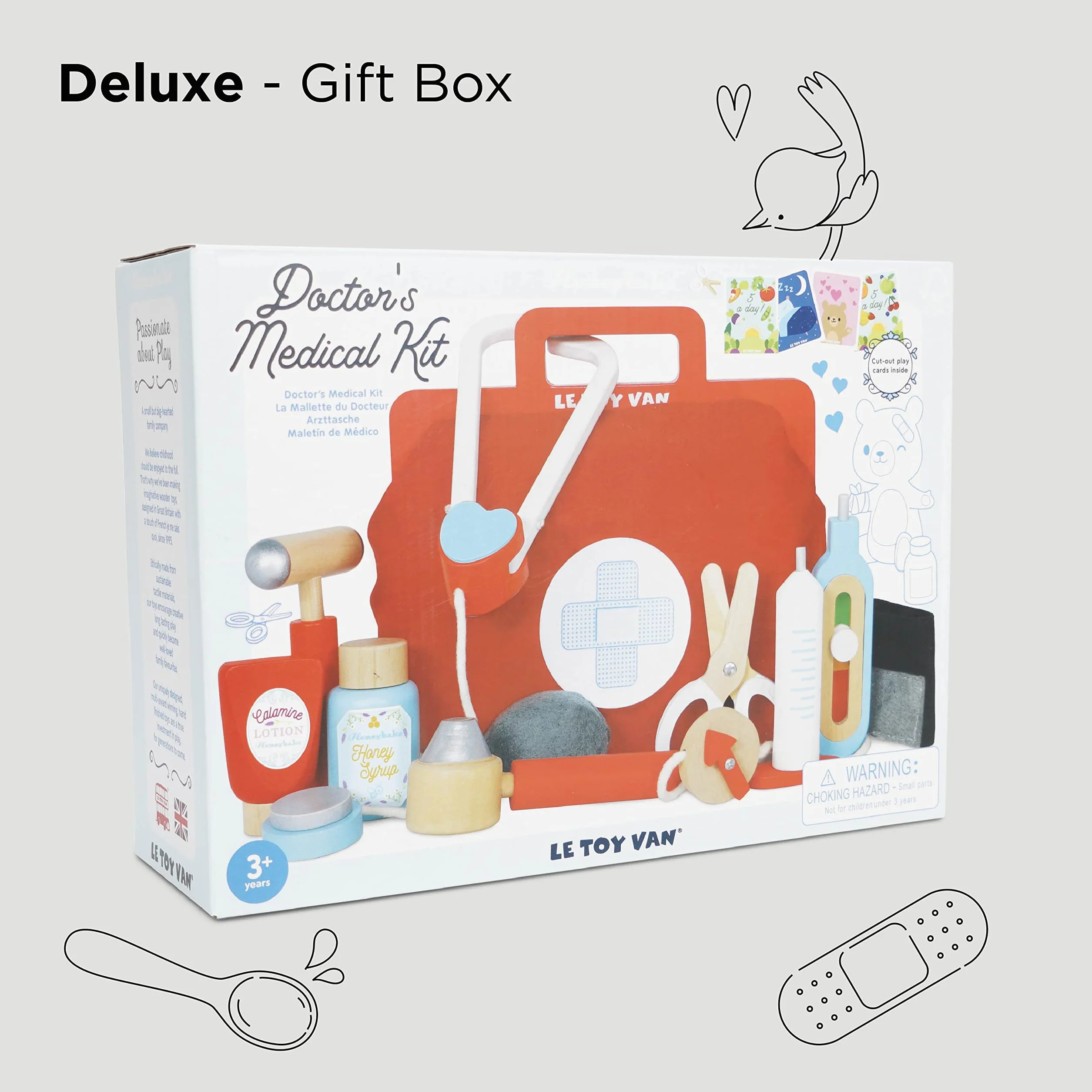Le Toy Van - Kids Wooden Educational Pretend Play Honeybake Doctor's Medical Play Set Kit, Kids Pretend Play Role Play For Boys And Girls - 3 Year Old +