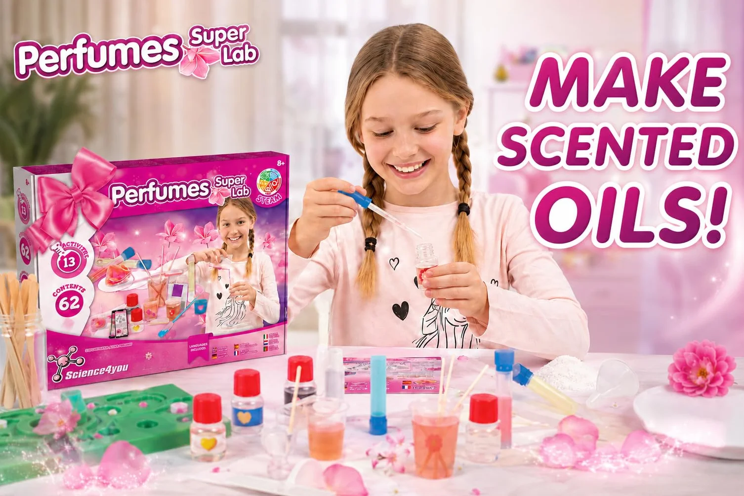 Science4you Super Laboratorium Perfum dla dzieci od 8 lat - zestawy do tworzenia perfum, edukacyjne zestawy naukowe +13 eksperymentów dla dzieci, prezent dla chłopców i dziewcząt, 8-12 lat