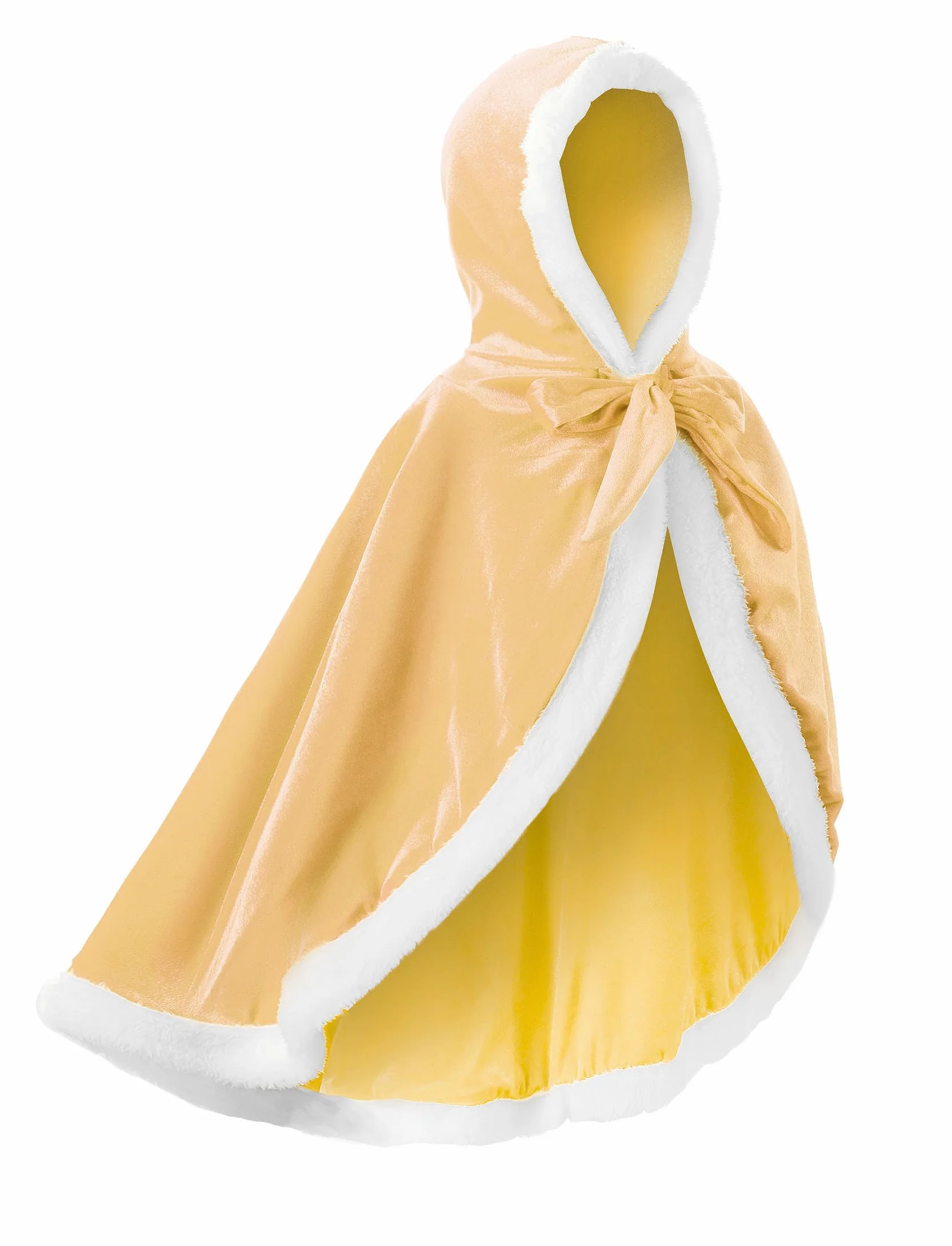 JerrisApparel Dziewczęca peleryna księżniczki, czapka bożonarodzeniowa, kostium z kapturem, żółty, 120 cm