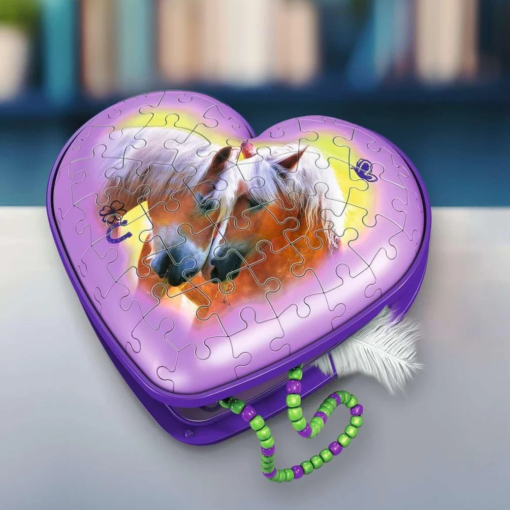 Ravensburger 3D Puzzle 11171 - Herzschatulle Pferde - 54 Teile - Aufbewahrungsbox für Pferde-Fans ab 8 Jahren: Erlebe Puzzeln in der 3. Dimension