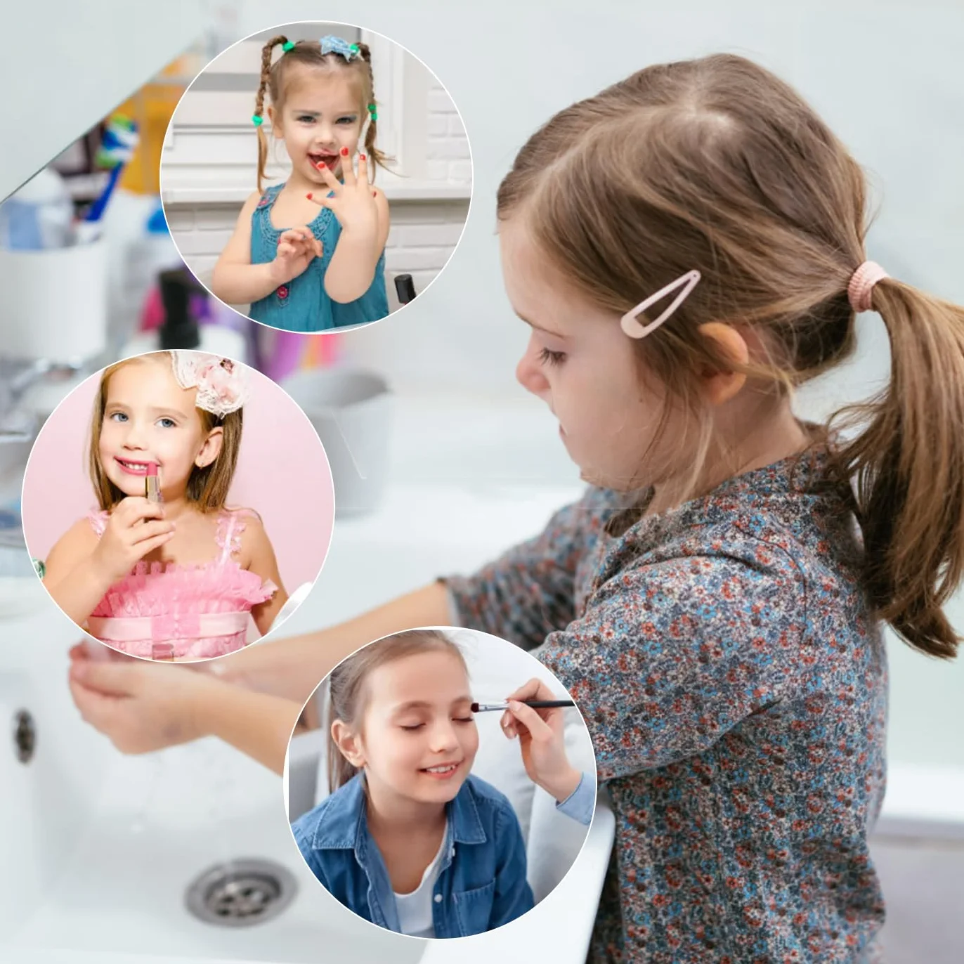 AYNKH Zestawy do makijażu dla dzieci, 33 kolory, zabawki do makijażu dla dzieci z 8 pędzlami, zestaw do makijażu księżniczki, zmywalne, nietoksyczne kosmetyki dla dziewcząt, na występy sceniczne