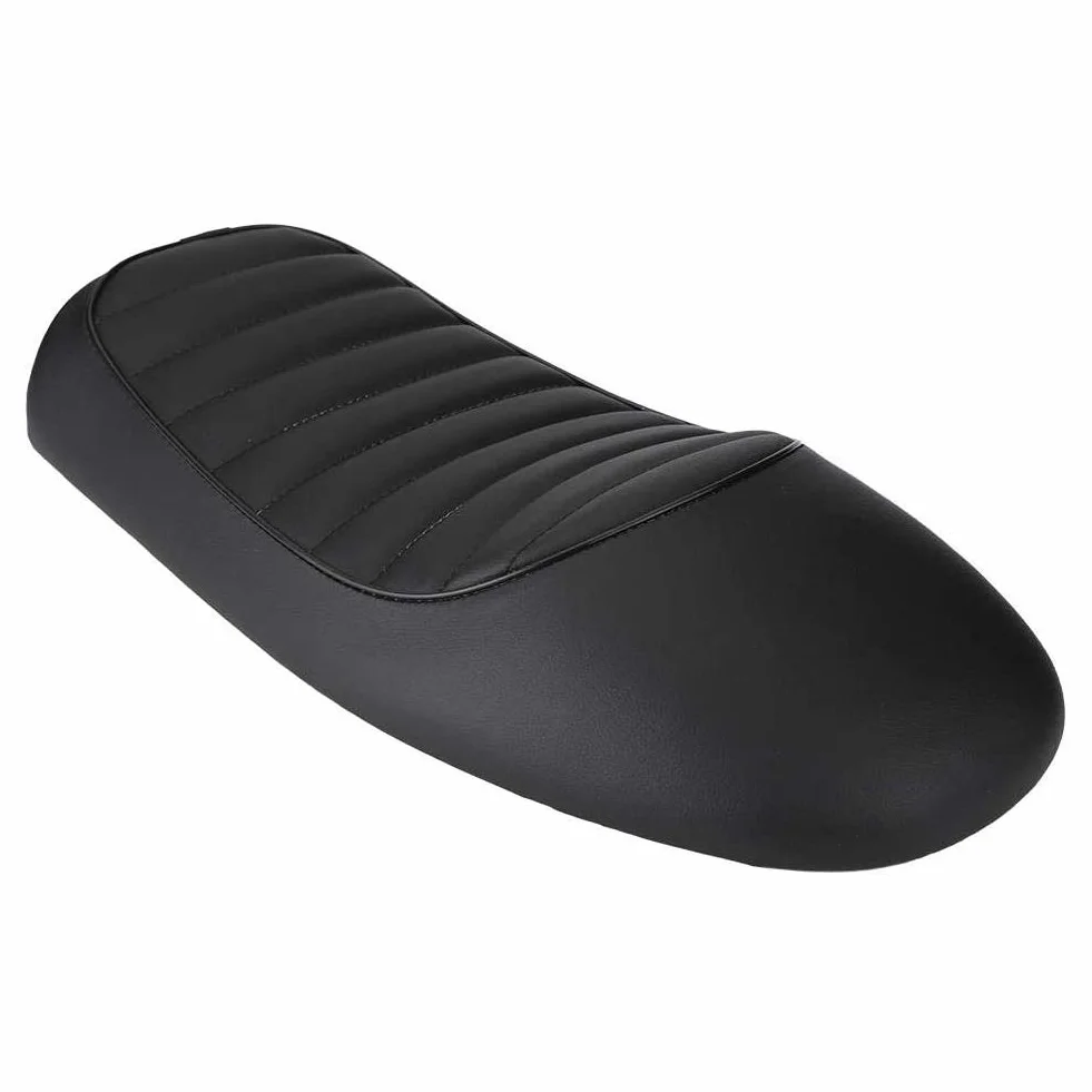 Uniwersalne skórzane siedzenie motocyklowe, modyfikacja siodełka motocyklowego PU Leather Vintage Racer Flat Seat Cushion (D)