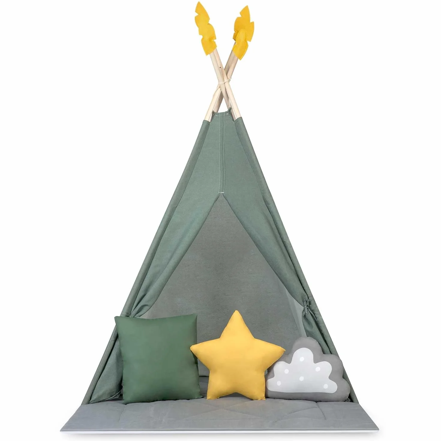Nukido namiot dla dzieci tipi teepee wigwam z girlandą, poduszkami, dużą matą i stabilizatorem zielony