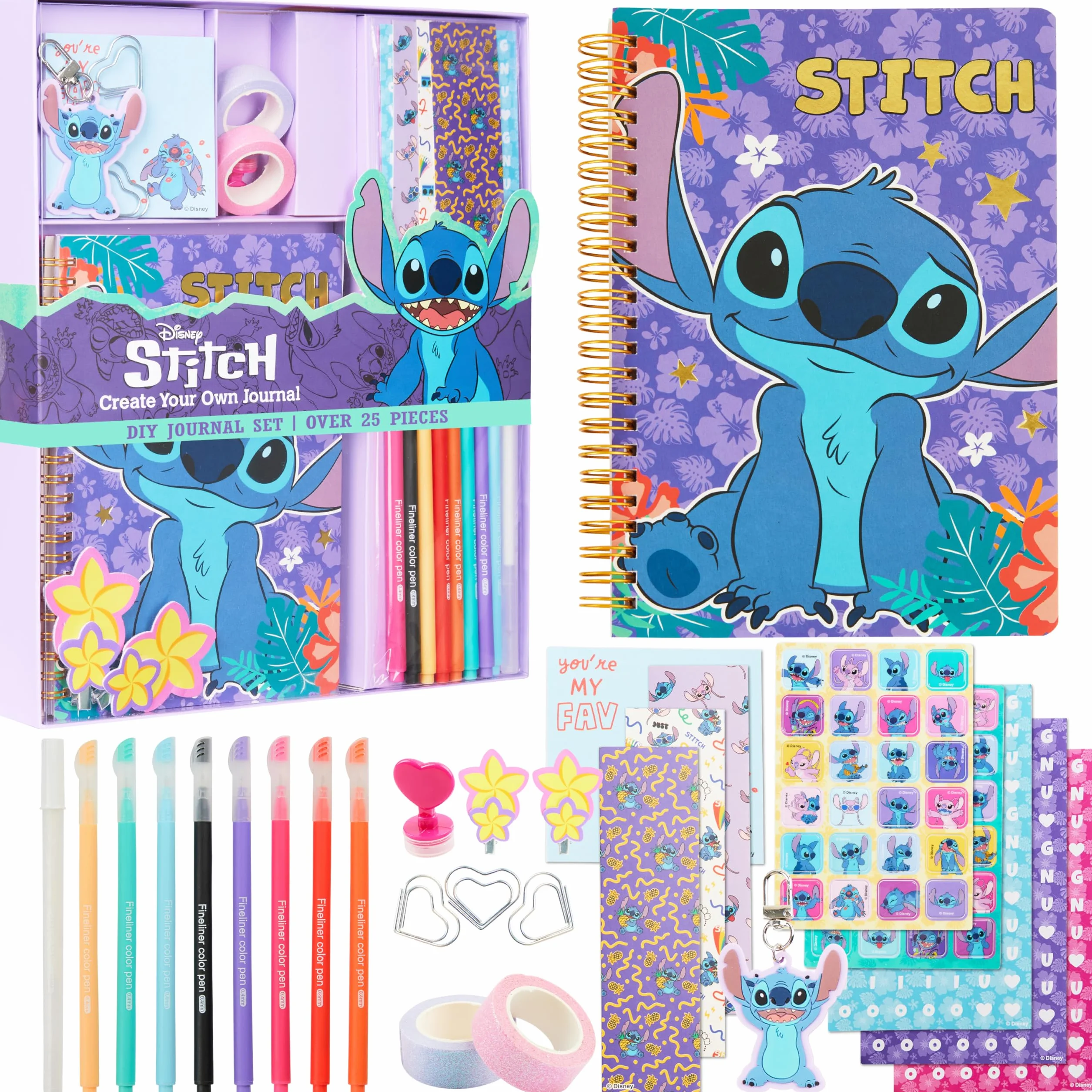 Disney Stitch DIY dziennik zestaw dla dzieci nastolatków A5 pamiętnik artykuły plastyczne naklejki karteczki samoprzylepne brelok kolorowe długopisy sztuka i rzemiosło ścieg prezenty