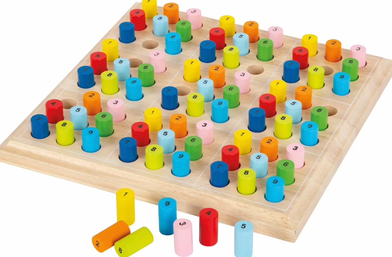 small foot 2019496 2489 Sudoku kolorowa dla dzieci z drewna, gra towarzyska od 6 lat, One Colour