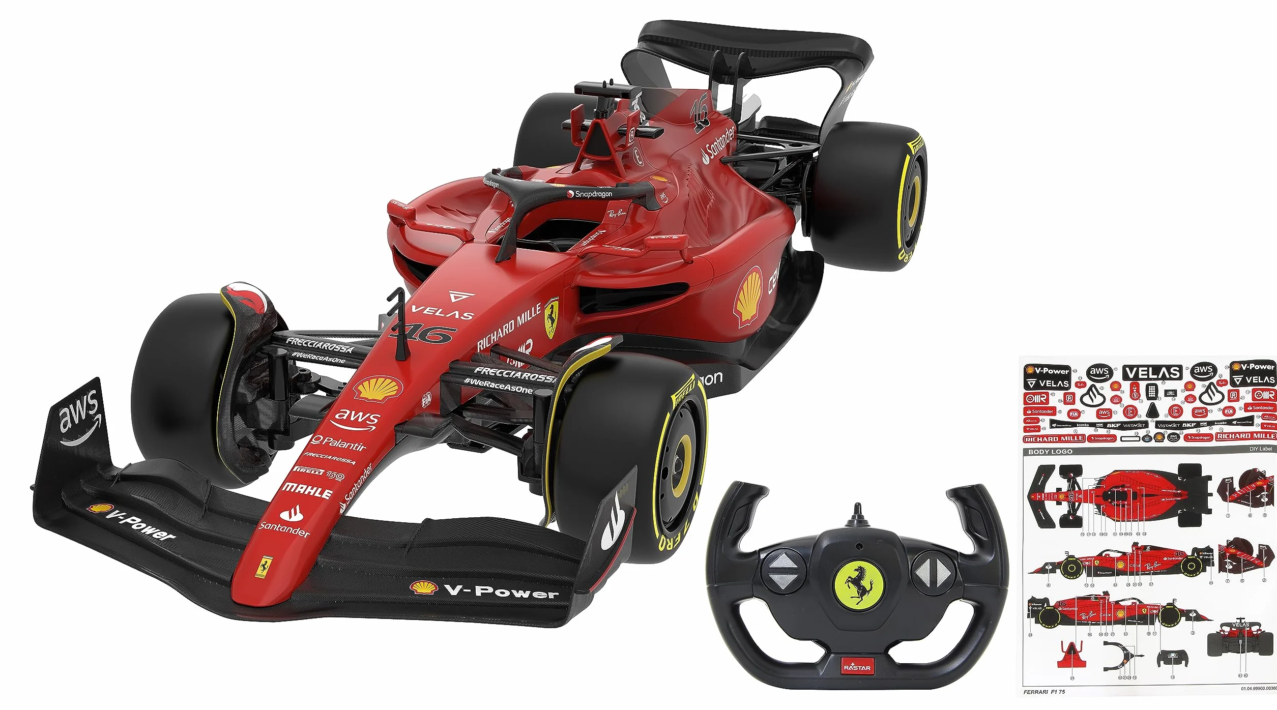 JAMARA Ferrari F1-75 1:12 2,4 GHz – 2,4 GHz dla wielu graczy, oficjalnie licencjonowany, wierne lakierowanie, samochód RC