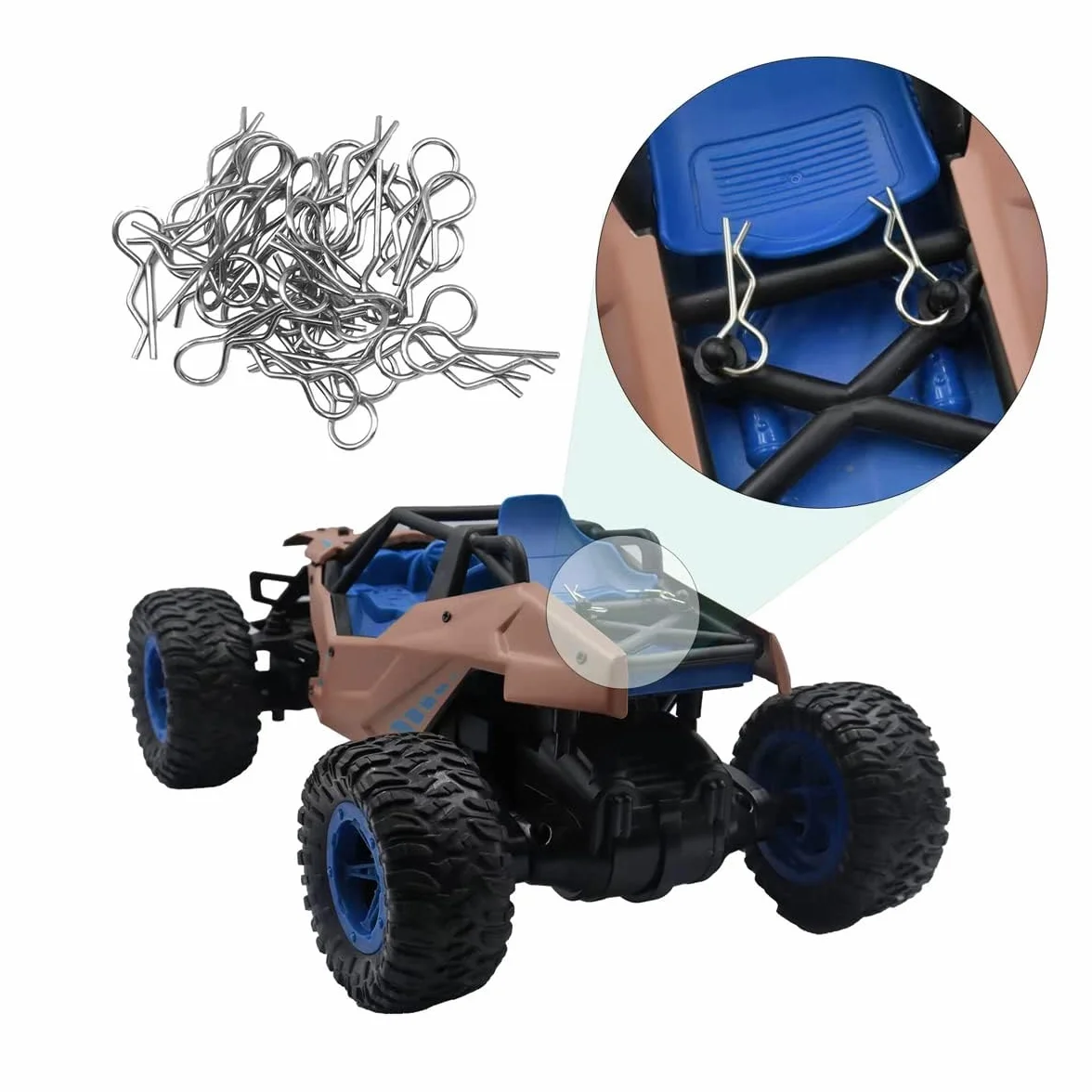 GTIWUNG 240 sztuk klipsów do karoserii RC, klipsy do karoserii, metalowe klipsy do karoserii, klipsy do karoserii, piny typu R RC Auto Clip Pins, RC Shell-Pin do 1/10 skali Remote Control Car Shell, 6