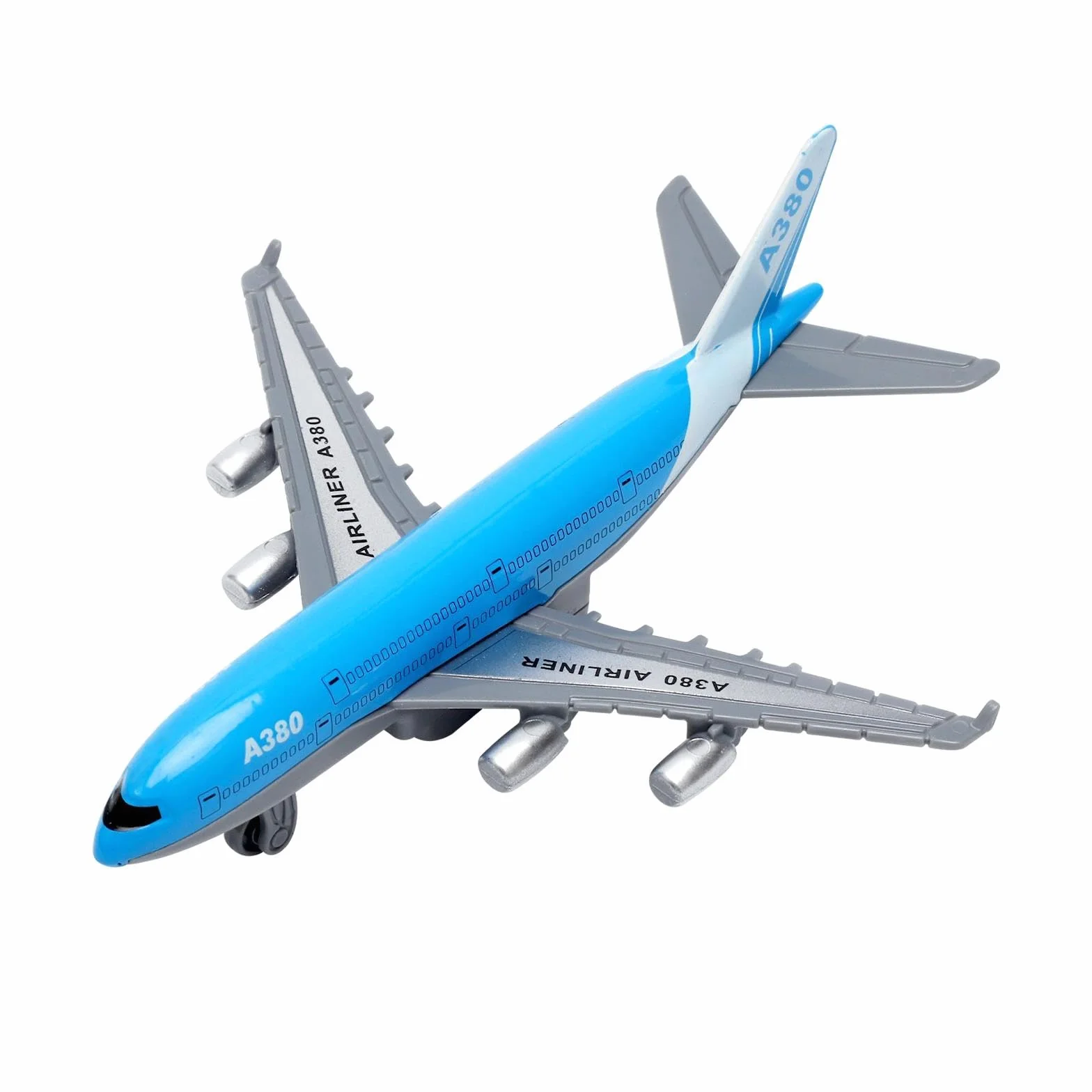 VOSSOT Airbus A380 samolot zabawka – Mini metalowy model samolotu z funkcją cofania, modele samolotów, idealne jako zabawka lotnicza i prezent (14 cm długości)
