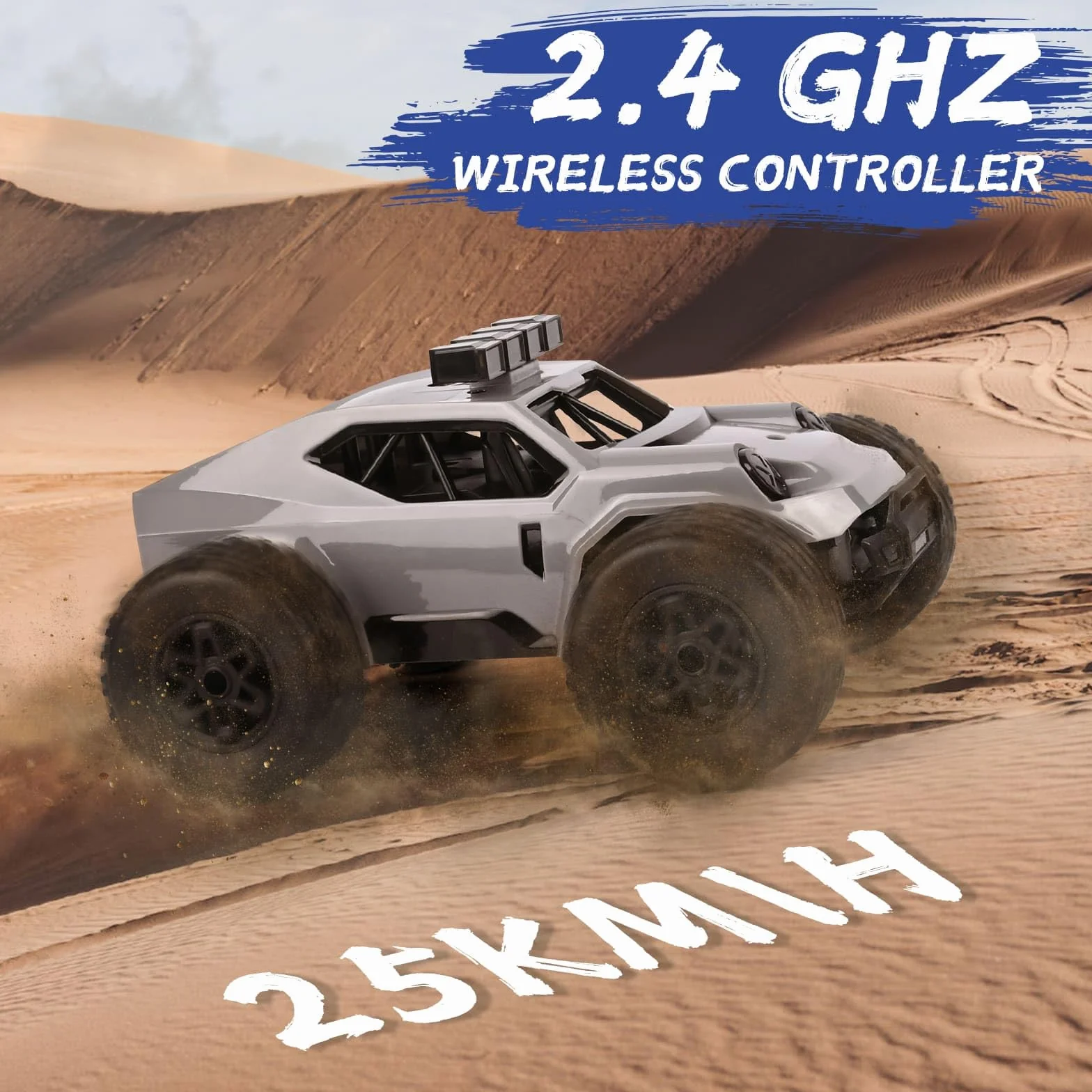 Comius Sharp Samochód zdalnie sterowany, 1/20 20km/h, szybki zdalnie sterowany samochód, pojazd terenowy z napędem na cztery koła ze światłami LED, prezent dla dzieci w wieku 7-14 lat (szary)