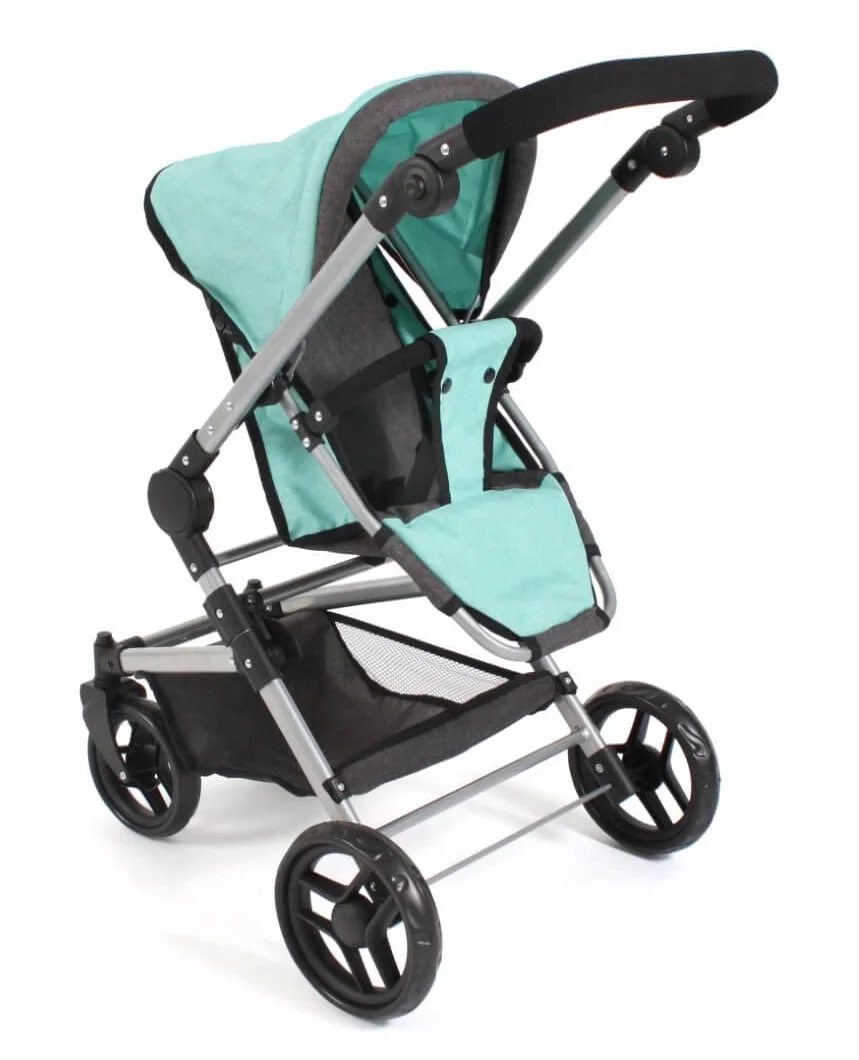Bayer Chic 2000 645 42 wózek dla lalek kombi 3 w 1, melanż, antracytowo-miętowy, 61 x 44,5 x 85 cm