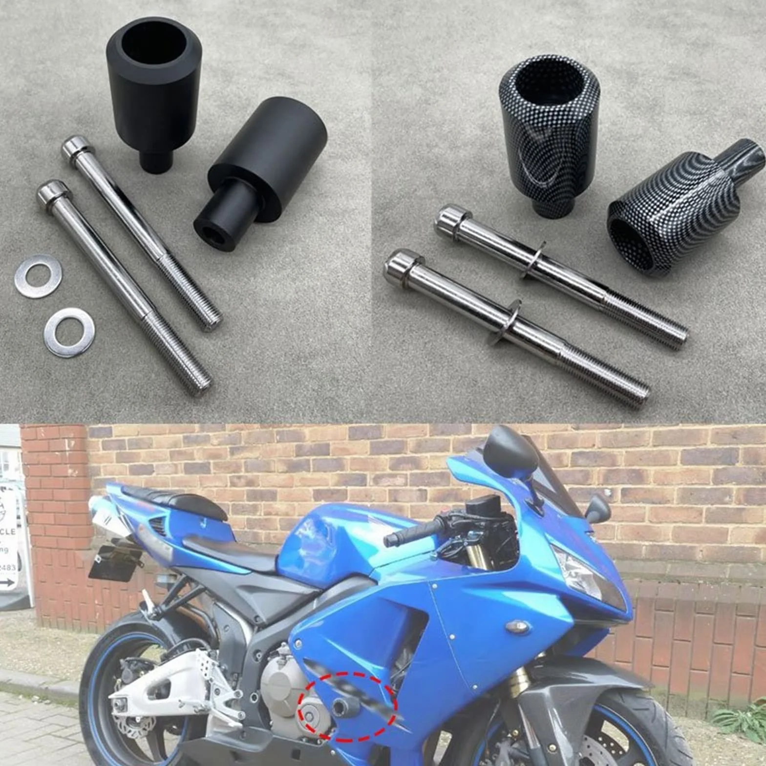Akcesoria Motocyklowe Suwaki Ramy Anti Crash Pad Ochrona Przed Upadkiem Dla CBR 600 RR 600RR CBR600RR 2003 2004 2005 2006 (Color : Carbon Fiber Look)